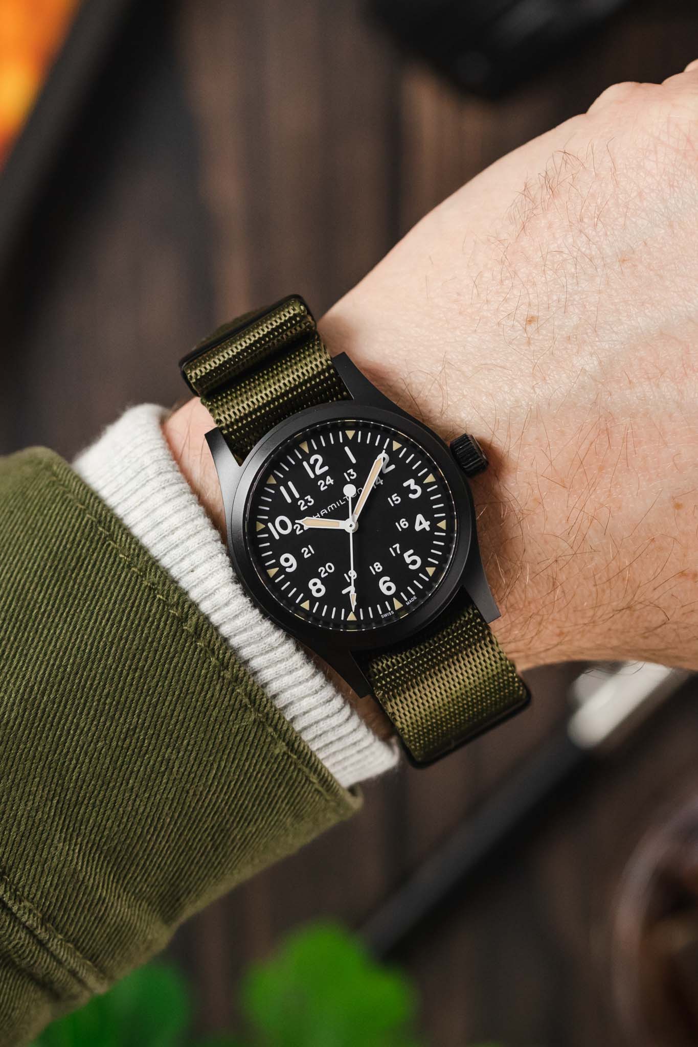 20mm BOND NATO Black watch band Khaki-Red-Black g10 military style –  LuxWatchStraps