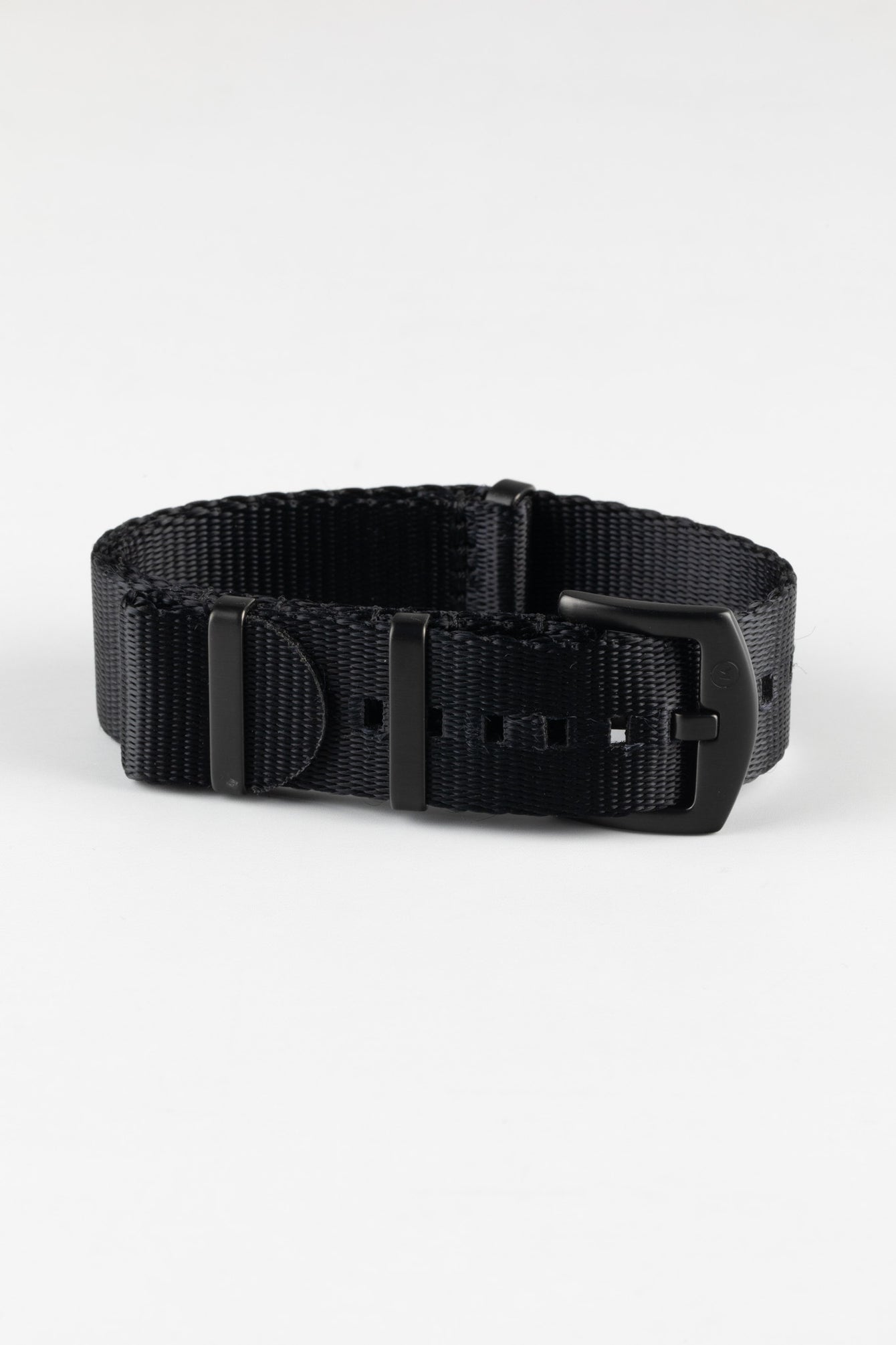 Seatbelt Nylon Watch Strap in BLACK with BLACK PVD Hardware