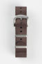 Seatbelt Nylon Watch Strap in DARK BROWN with BRUSHED STEEL Hardware