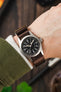 Seatbelt Nylon Watch Strap in DARK BROWN with BRUSHED STEEL Hardware