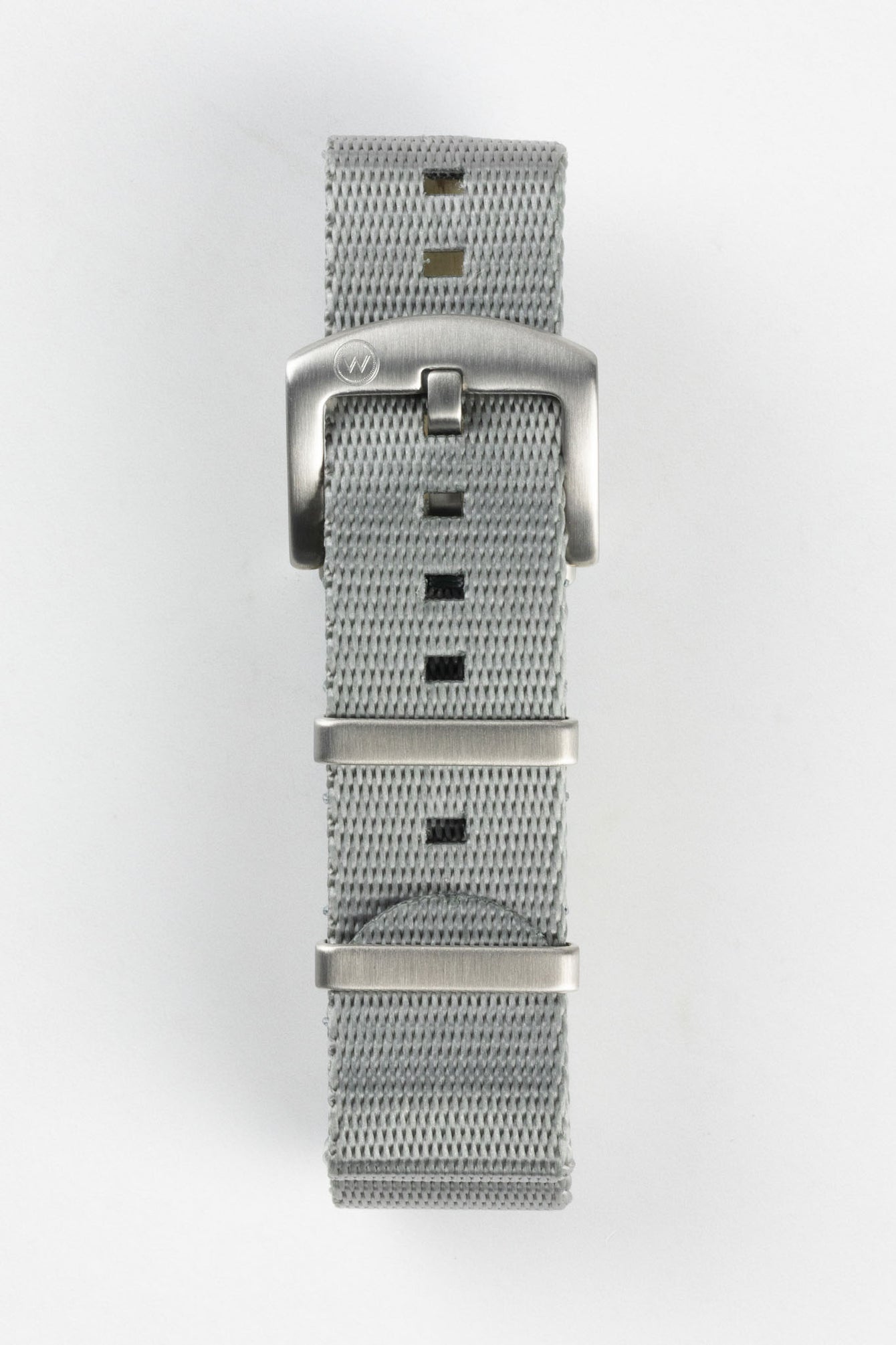 Seatbelt Nylon Watch Strap in GREY with BRUSHED STEEL Hardware