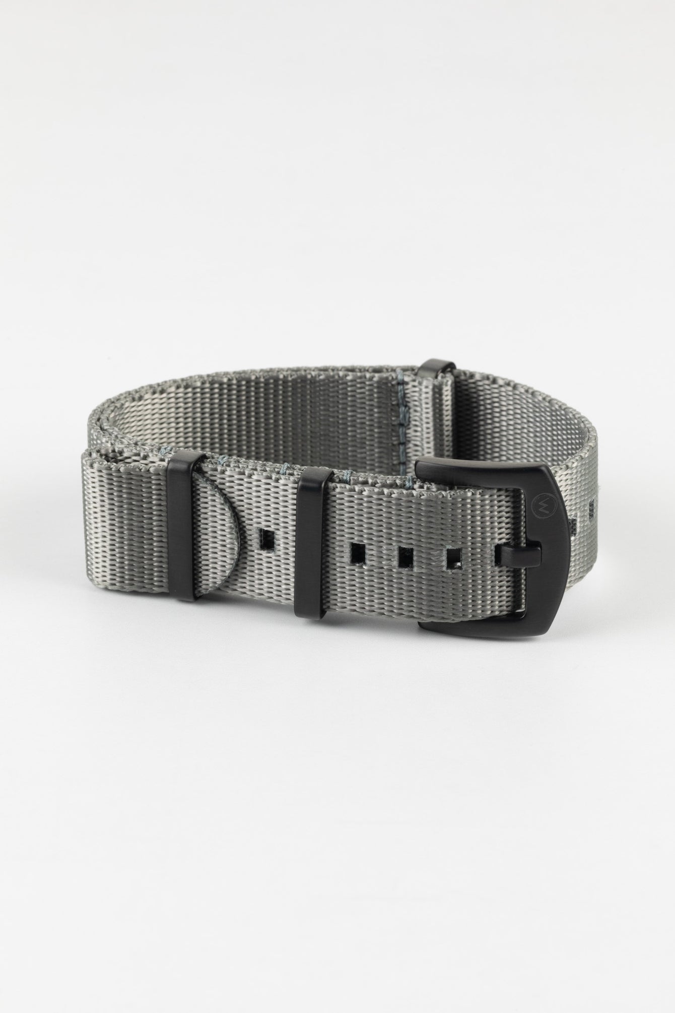 Seatbelt Nylon Watch Strap in GREY with BLACK PVD Hardware