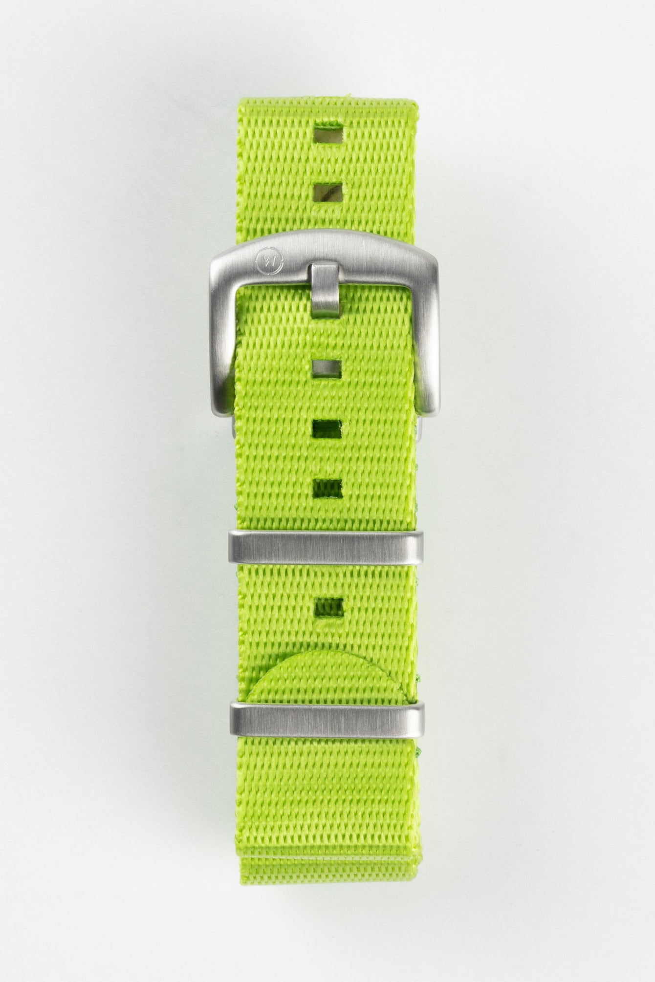 Seatbelt Nylon Watch Strap in LIME GREEN with BRUSHED STEEL Hardware