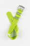 Seatbelt Nylon Watch Strap in LIME GREEN with BRUSHED STEEL Hardware