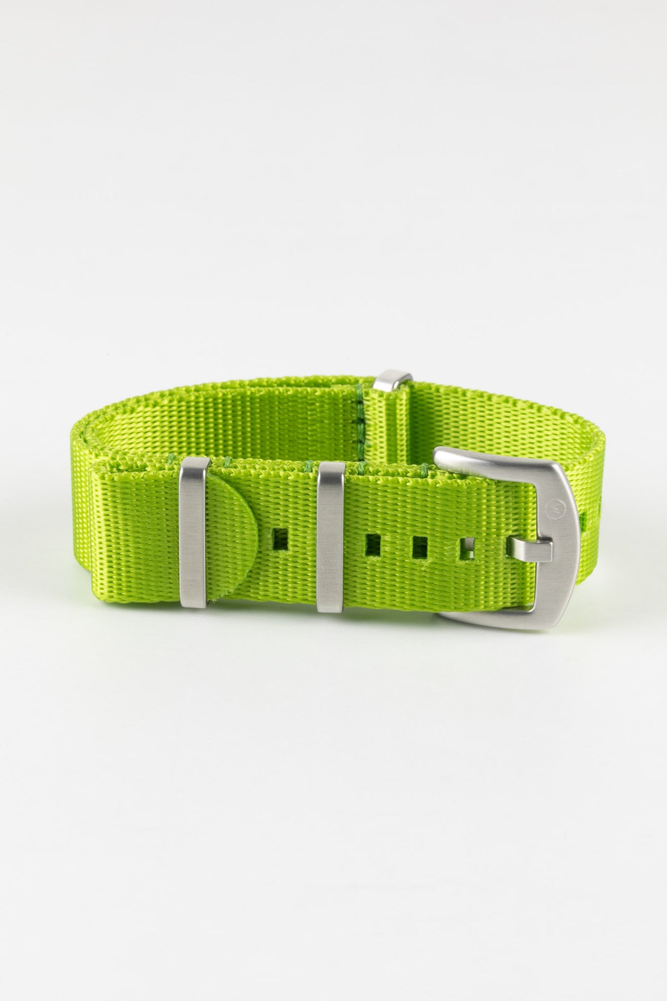 Seatbelt Nylon Watch Strap in LIME GREEN with BRUSHED STEEL Hardware