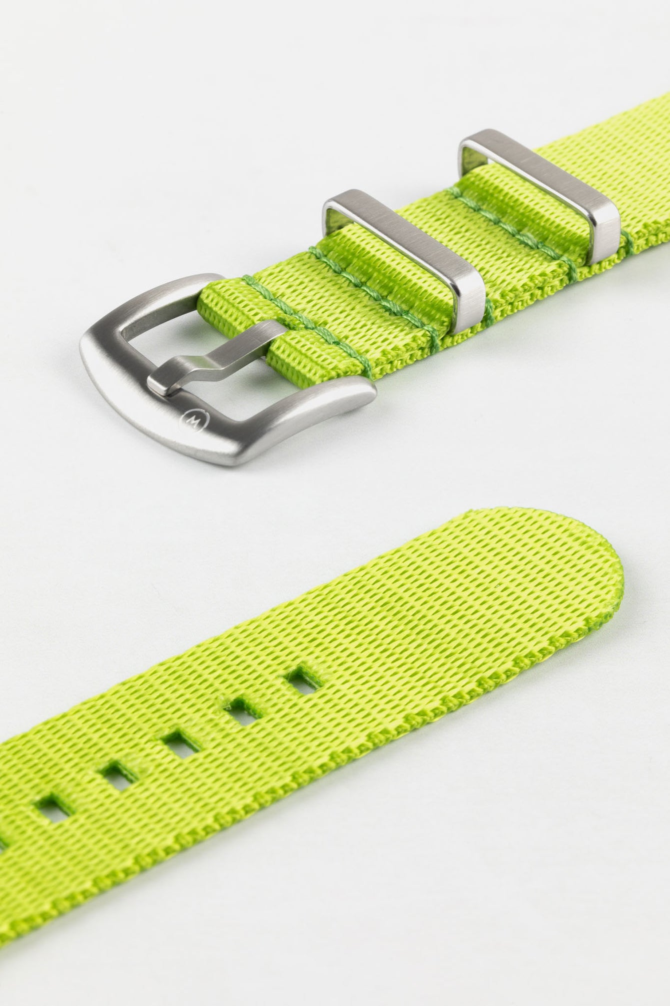 Seatbelt Nylon Watch Strap in LIME GREEN with BRUSHED STEEL Hardware