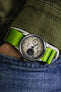 Seatbelt Nylon Watch Strap in LIME GREEN with BRUSHED STEEL Hardware