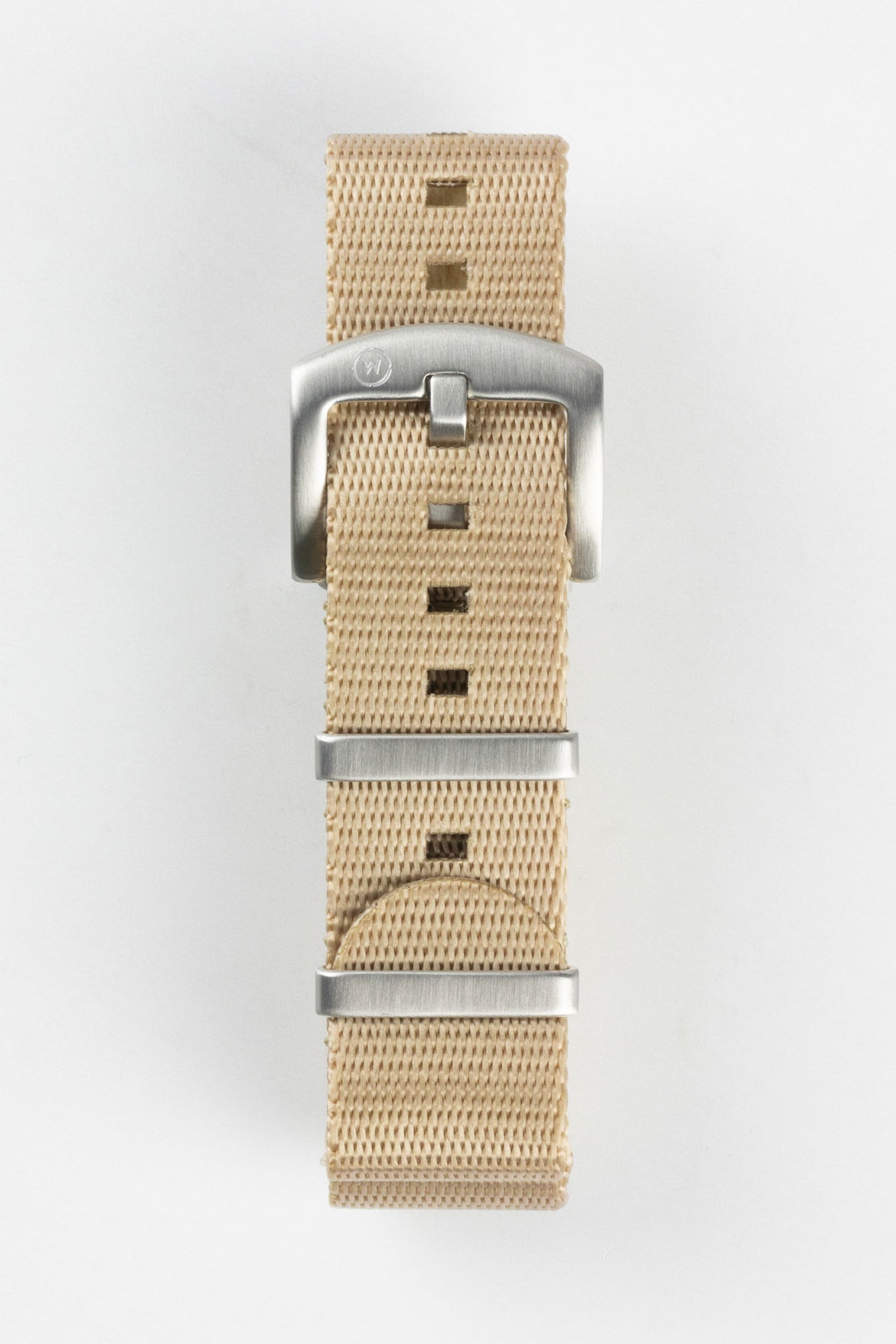 Seatbelt Nylon Watch Strap in OATMEAL with BRUSHED STEEL Hardware