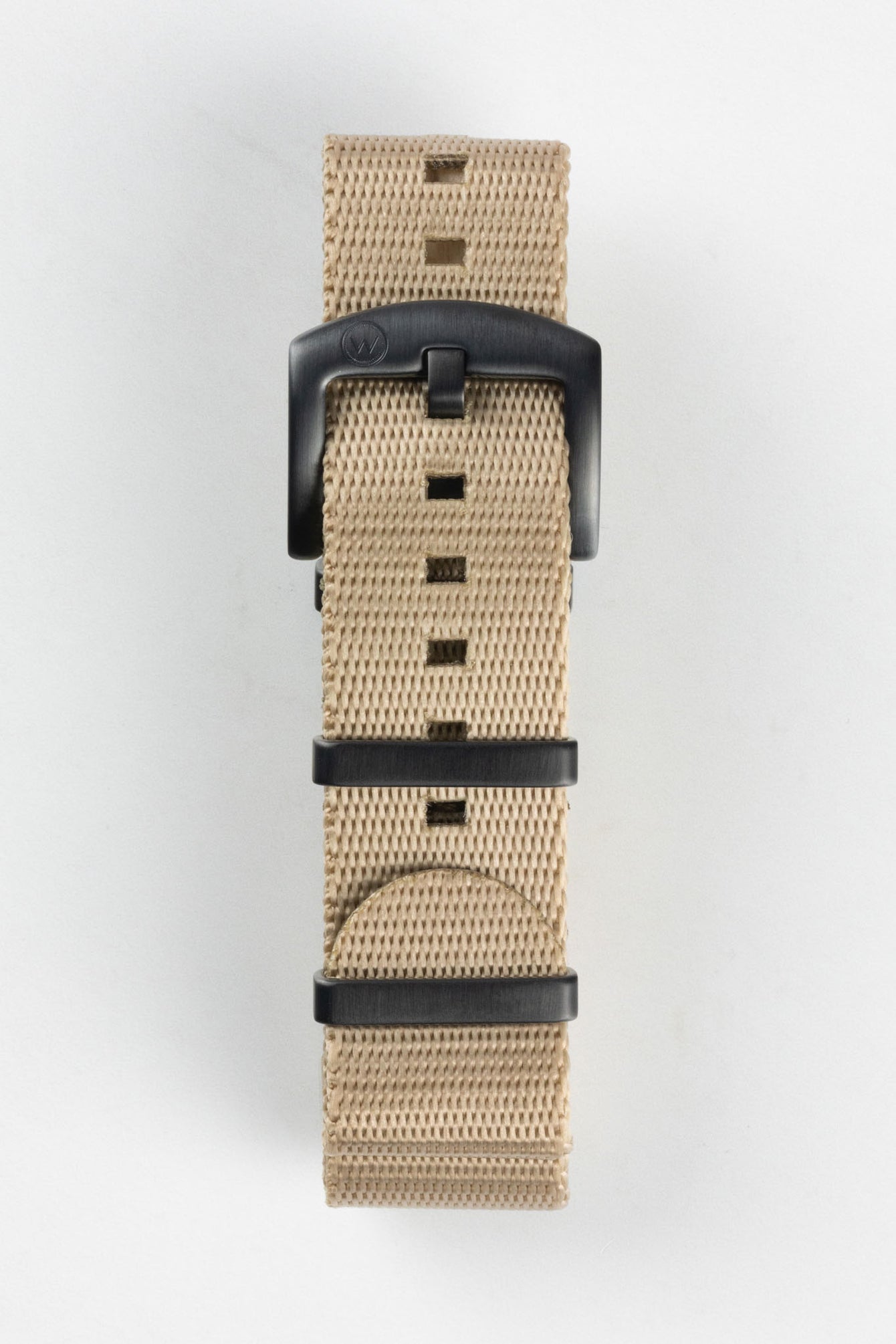 Seatbelt Nylon Watch Strap in OATMEAL with BLACK PVD Hardware