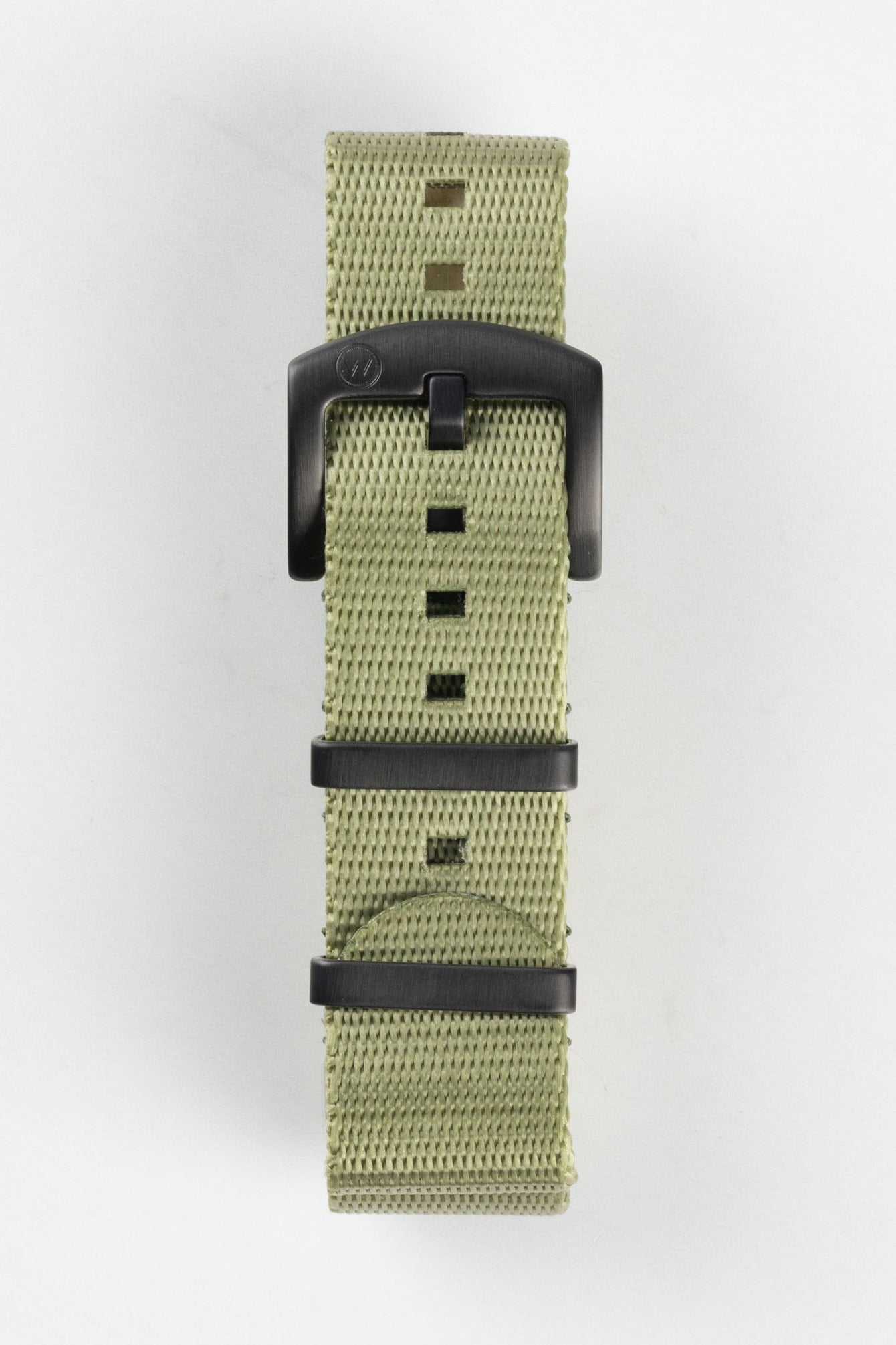 Seatbelt Nylon Watch Strap in OLIVE GREEN with BLACK PVD Hardware