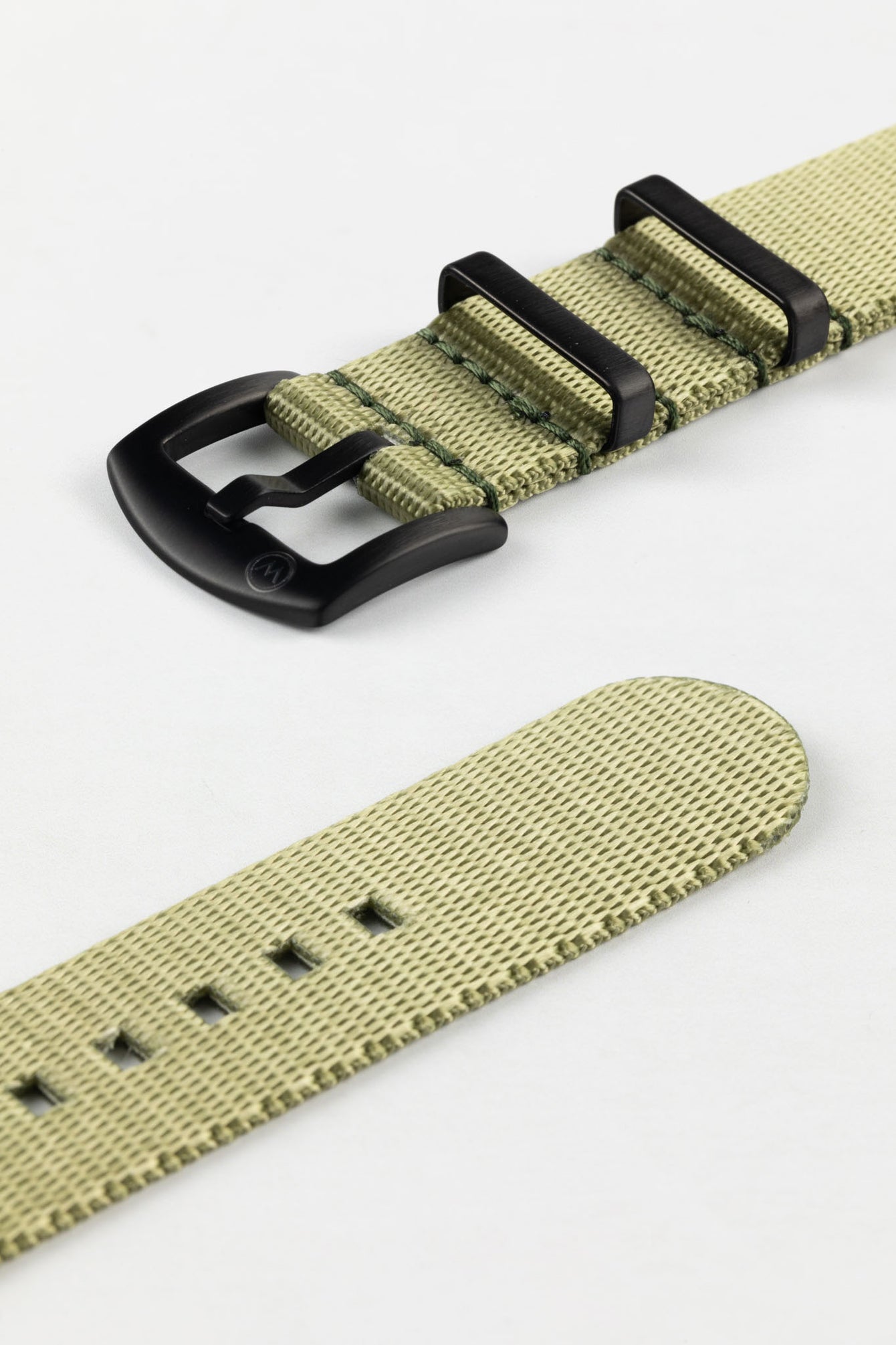 Seatbelt Nylon Watch Strap in OLIVE GREEN with BLACK PVD Hardware