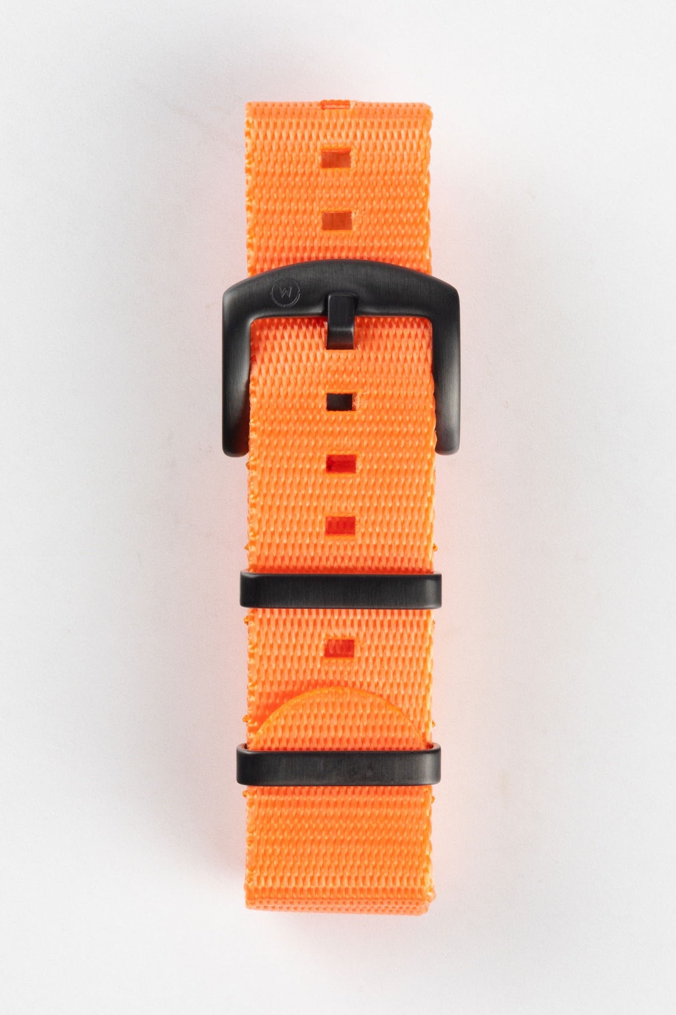 Seatbelt Nylon Watch Strap in ORANGE with BLACK PVD Hardware