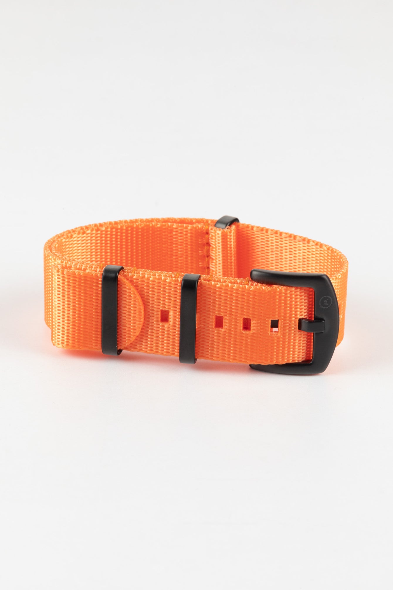 Seatbelt Nylon Watch Strap in ORANGE with BLACK PVD Hardware