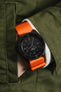 Seatbelt Nylon Watch Strap in ORANGE with BLACK PVD Hardware