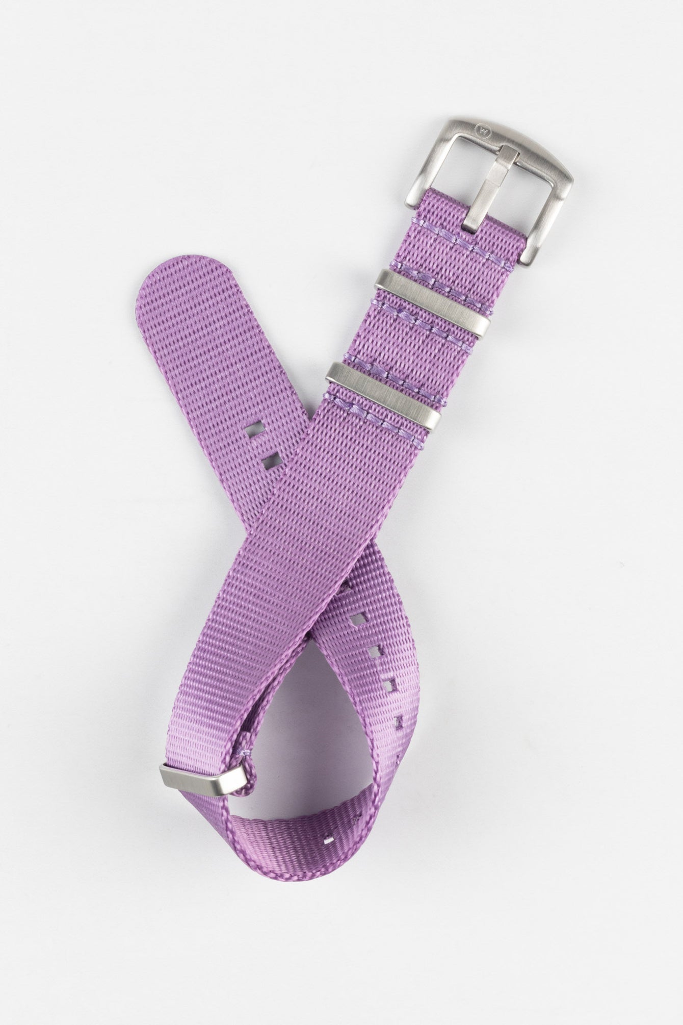 Seatbelt Nylon Watch Strap in PURPLE with BRUSHED STEEL Hardware