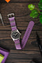 Seatbelt Nylon Watch Strap in PURPLE with BRUSHED STEEL Hardware