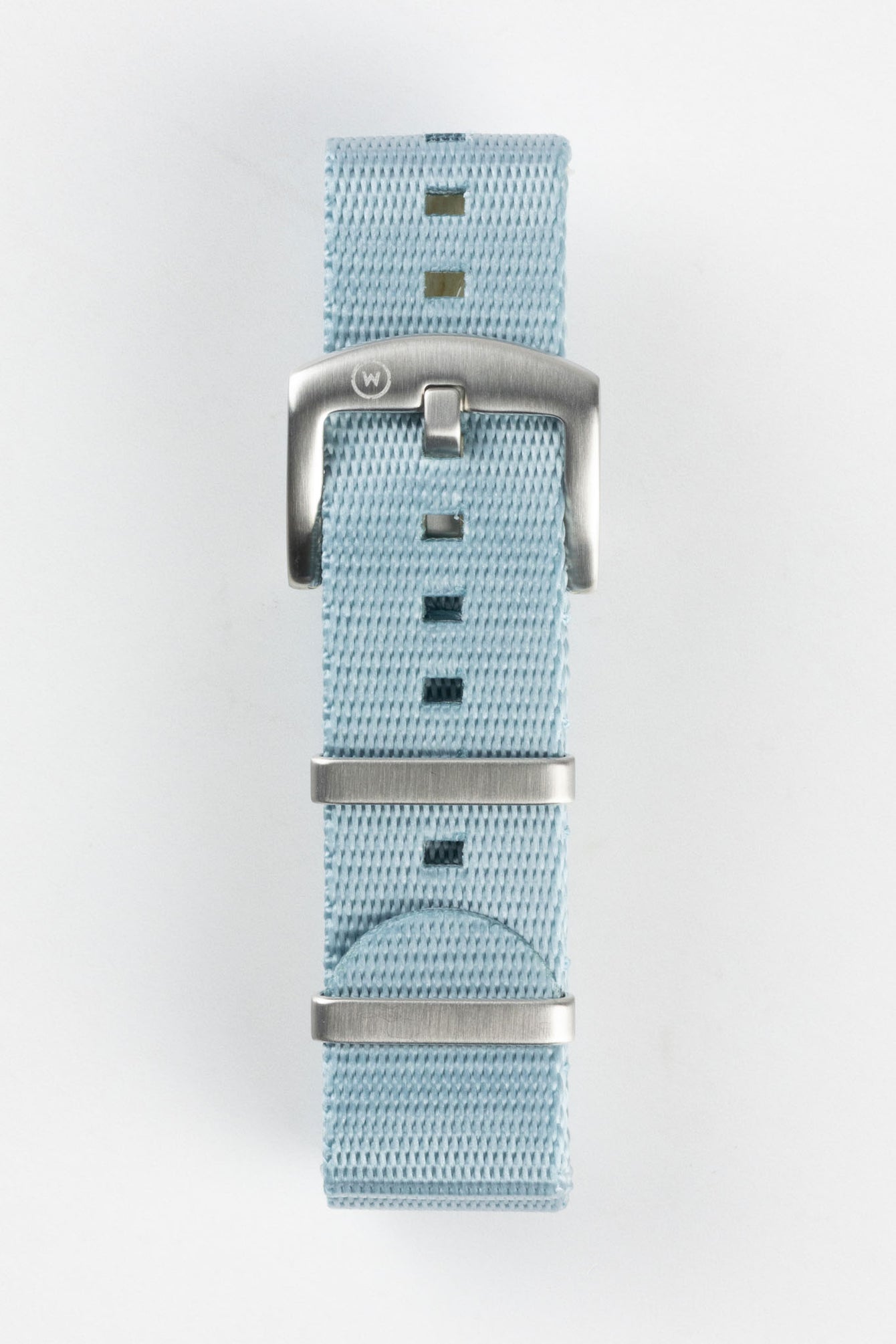 Nylon Seatbelt One-Piece Watch Strap in SKY BLUE with BRUSHED STEEL Hardware