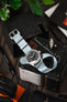 Nylon Seatbelt One-Piece Watch Strap in SKY BLUE with BRUSHED STEEL Hardware