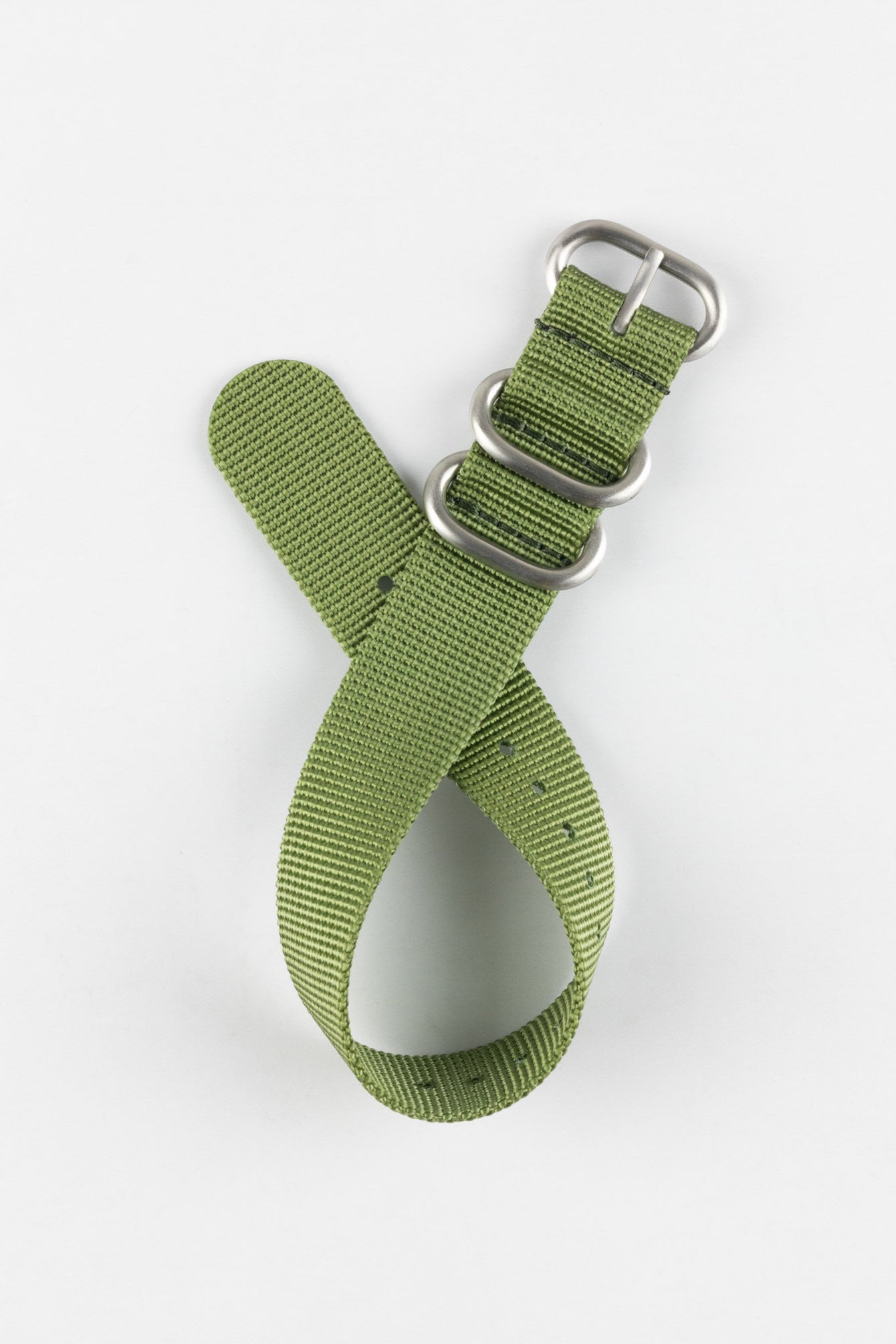 ZULU Nylon Watch Strap with 3 Steel Rings in ARMY GREEN