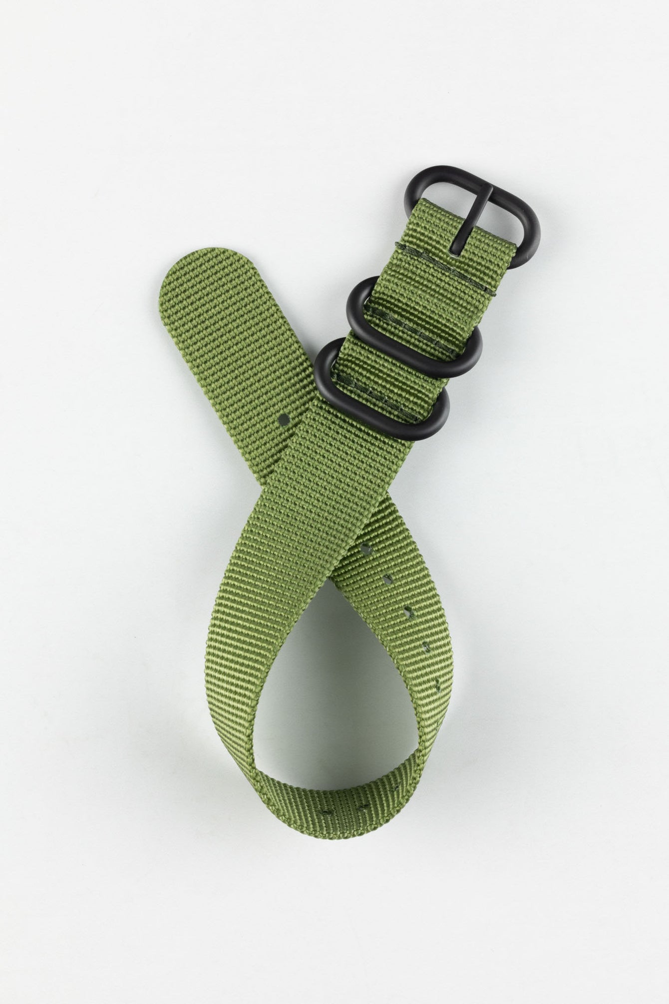 ZULU Nylon Watch Strap with 3 PVD Rings in ARMY GREEN