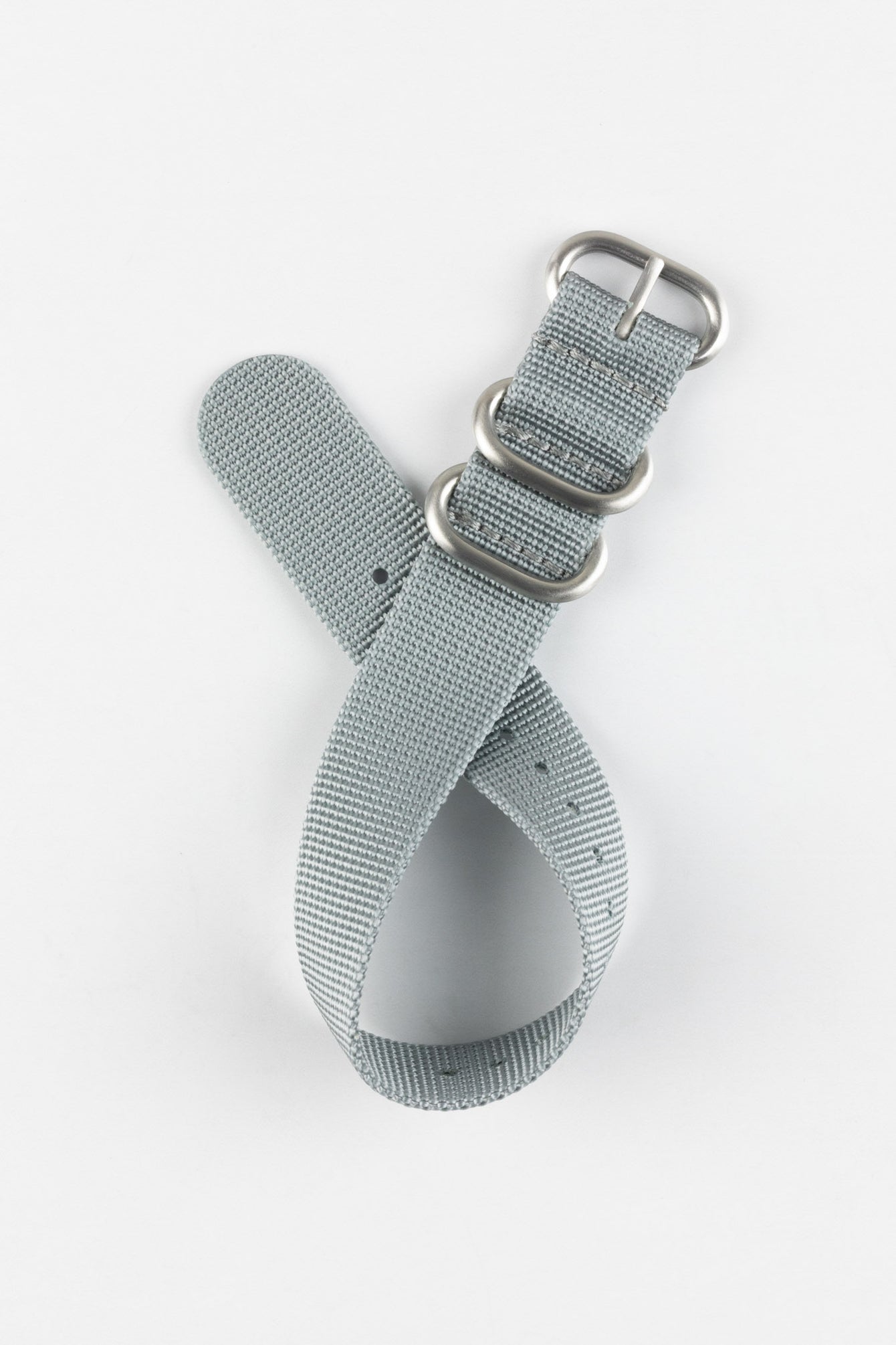 ZULU Nylon Watch Strap with 3 Steel Rings in GREY