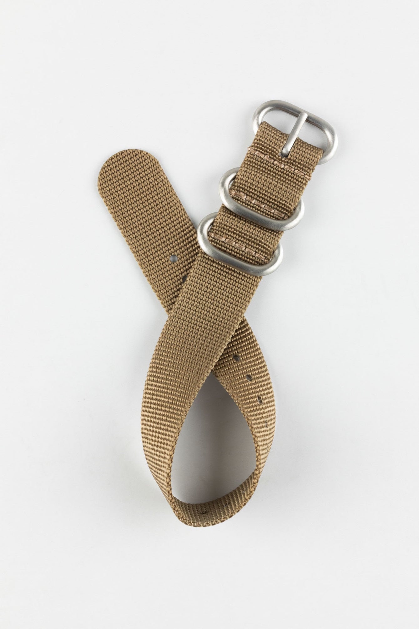 ZULU Nylon Watch Strap with 3 Steel Rings in KHAKI