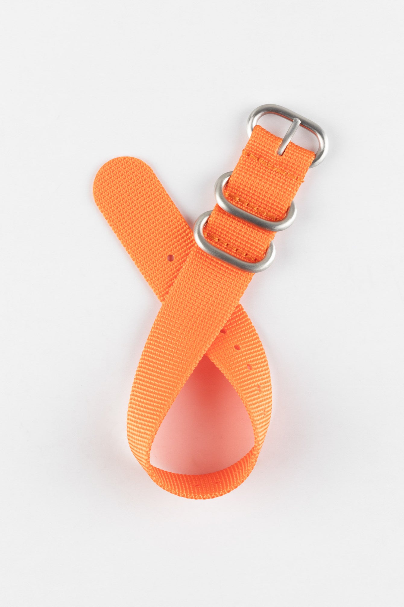 ZULU Nylon Watch Strap with 3 Steel Rings in ORANGE