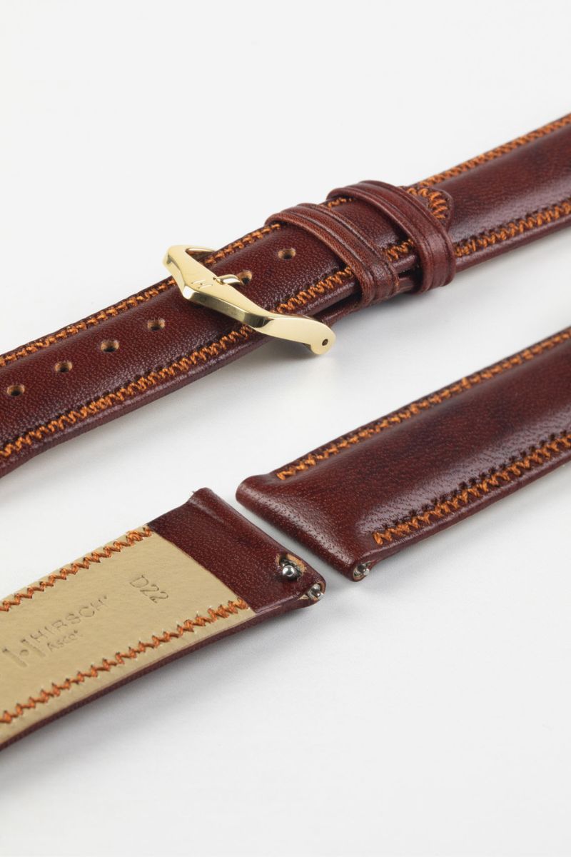 Hirsch ASCOT English Leather Watch Strap in GOLD BROWN