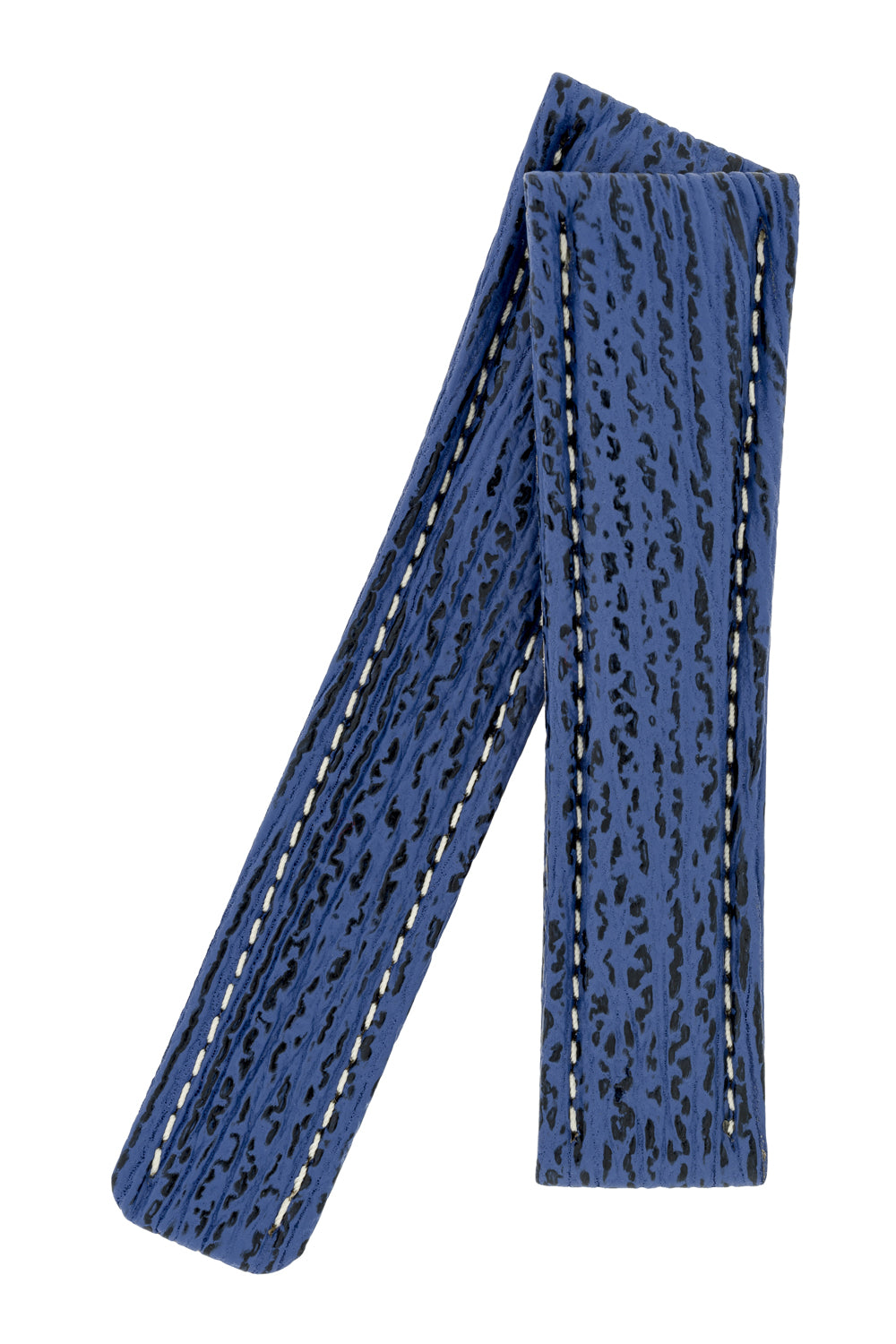 Breitling-Style Sharkskin Leather Deployment Watch Strap in Night Blue