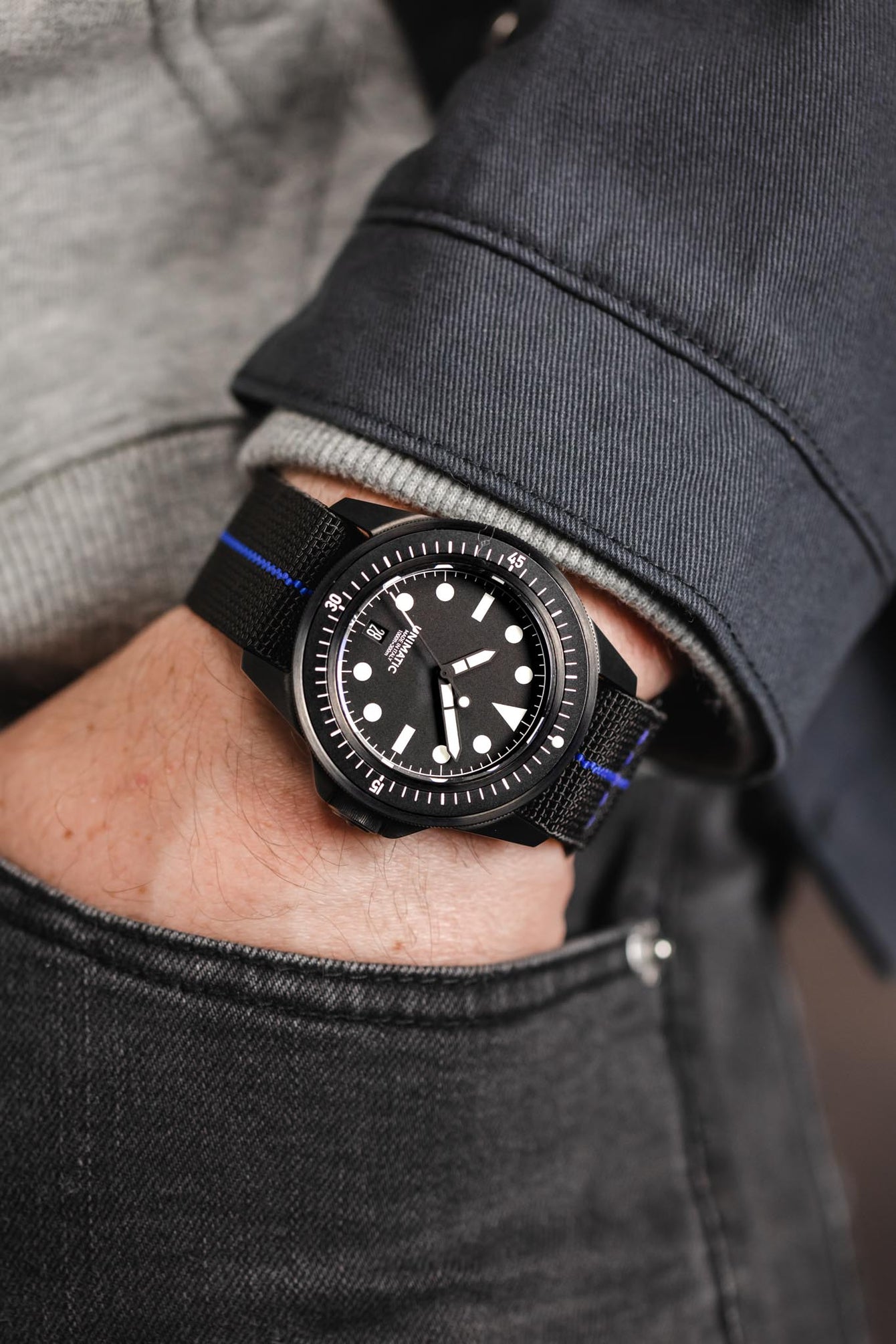 Erika's Originals BLACK OPS MN™ Strap with BLUE Centerline - BLACK Hardware