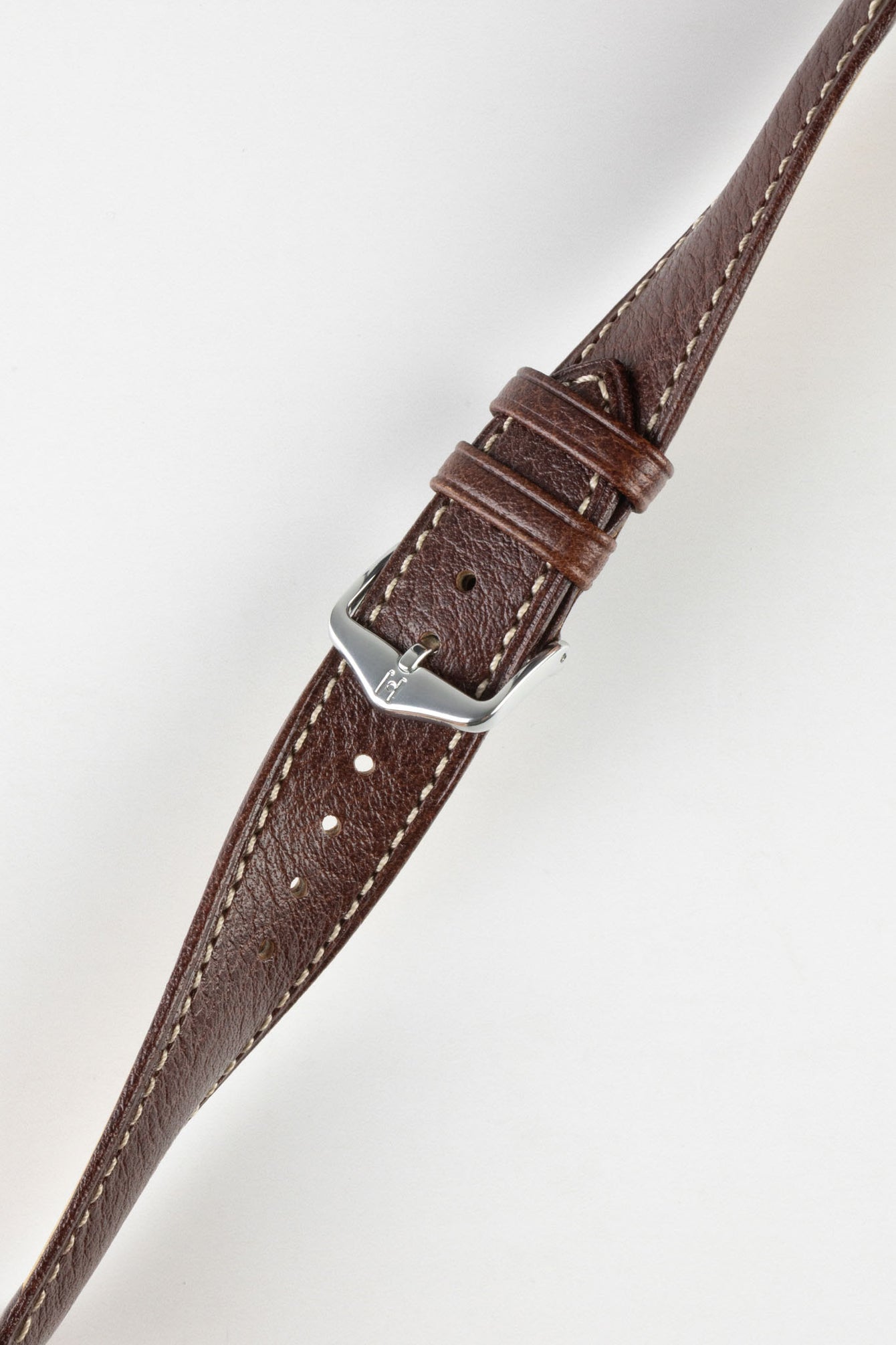 Hirsch BOSTON Buffalo Quick-Release Calfskin Leather Watch Strap in BROWN