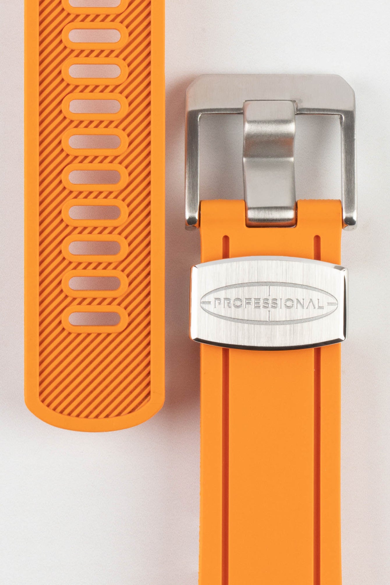 CRAFTER BLUE CB05 Rubber Watch Strap for Seiko SKX Series – ORANGE with Steel Keeper