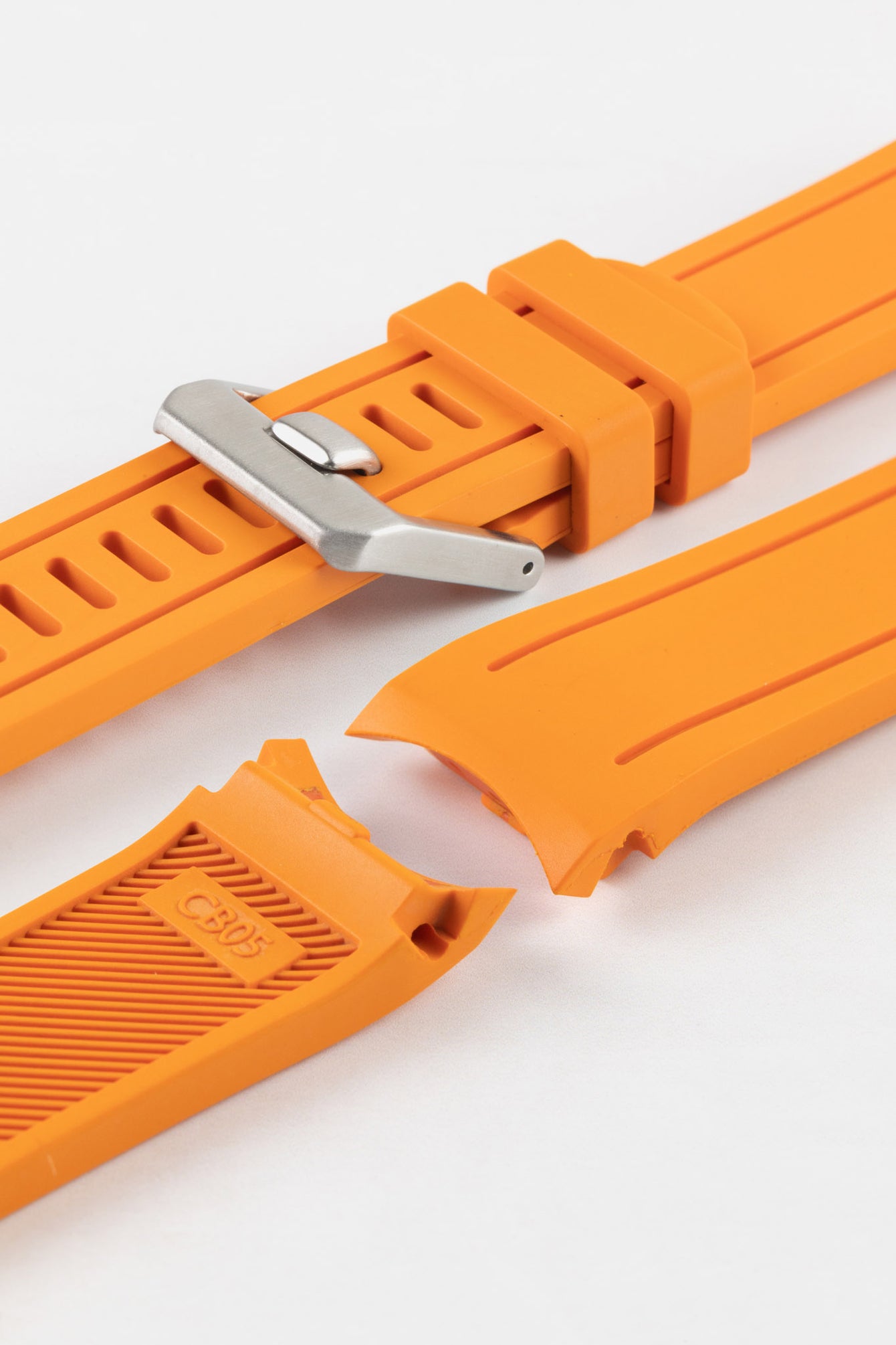 CRAFTER BLUE CB05 Rubber Watch Strap for Seiko SKX Series – ORANGE with Steel Keeper