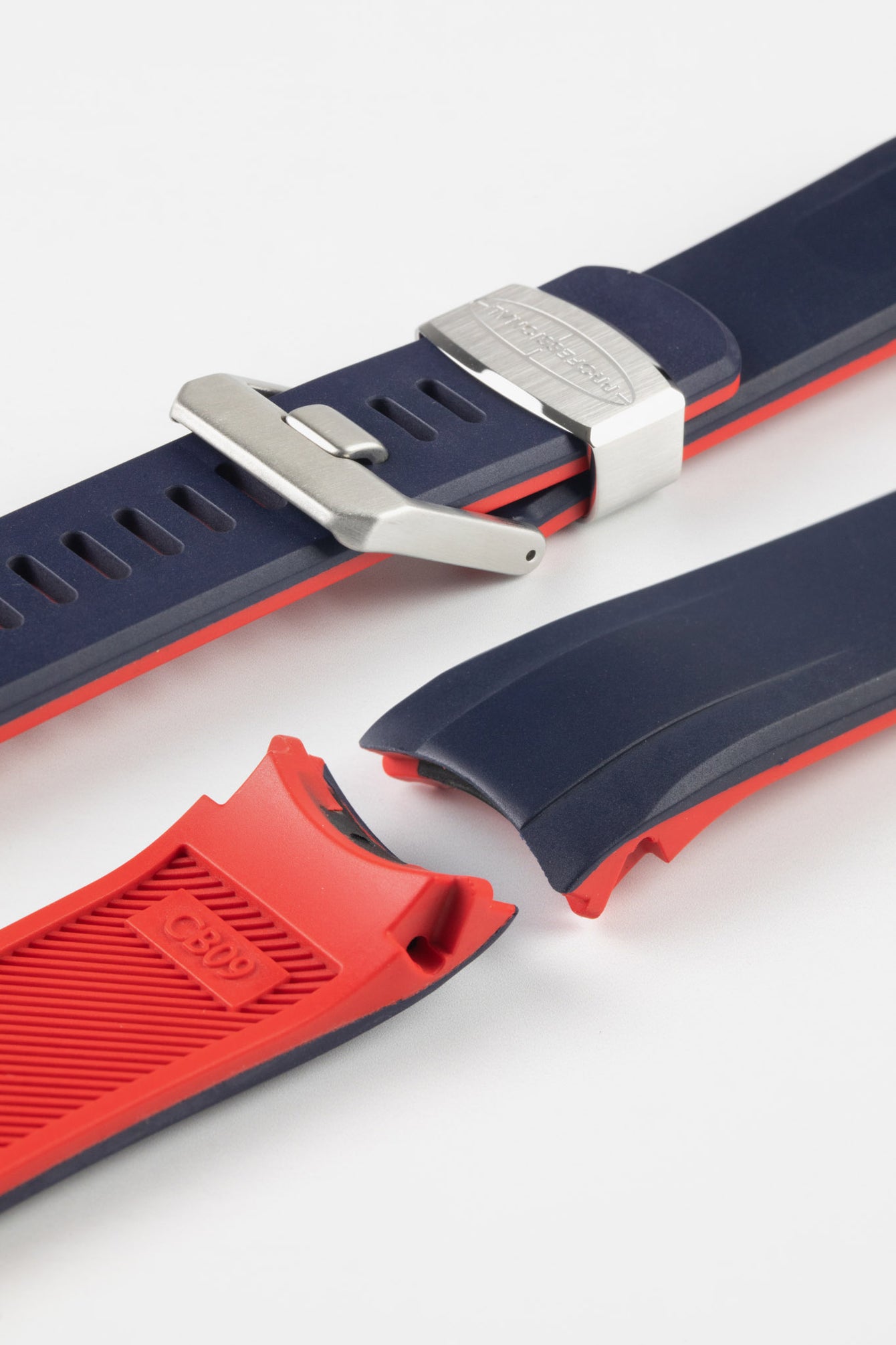 CRAFTER BLUE CB09 Rubber Watch Strap for Seiko "New" Samurai Series – NAVY & RED