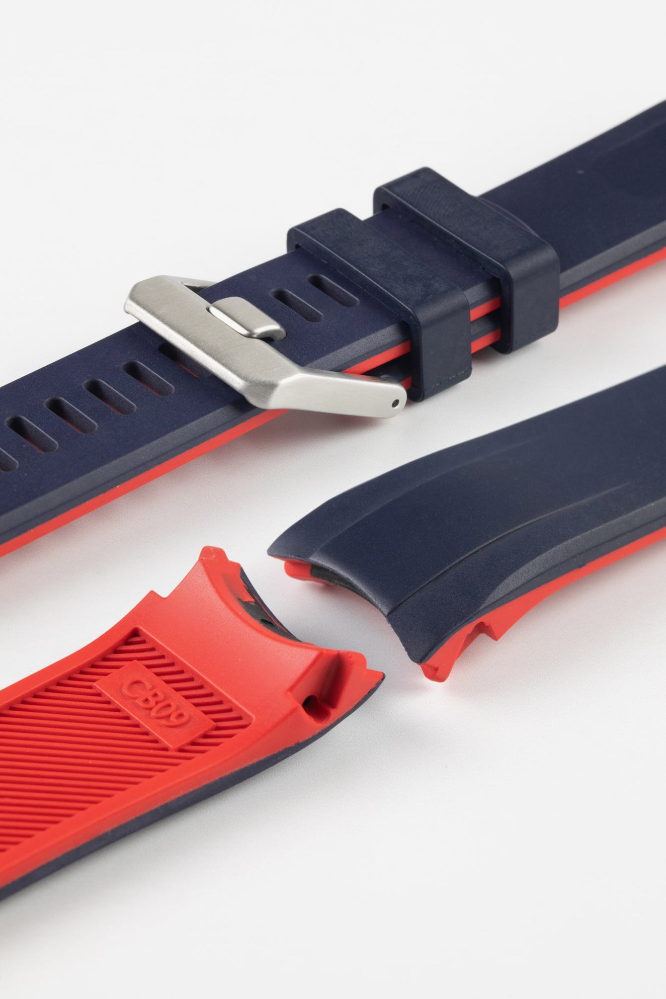 CRAFTER BLUE CB09 Rubber Watch Strap for Seiko "New" Samurai Series – NAVY & RED