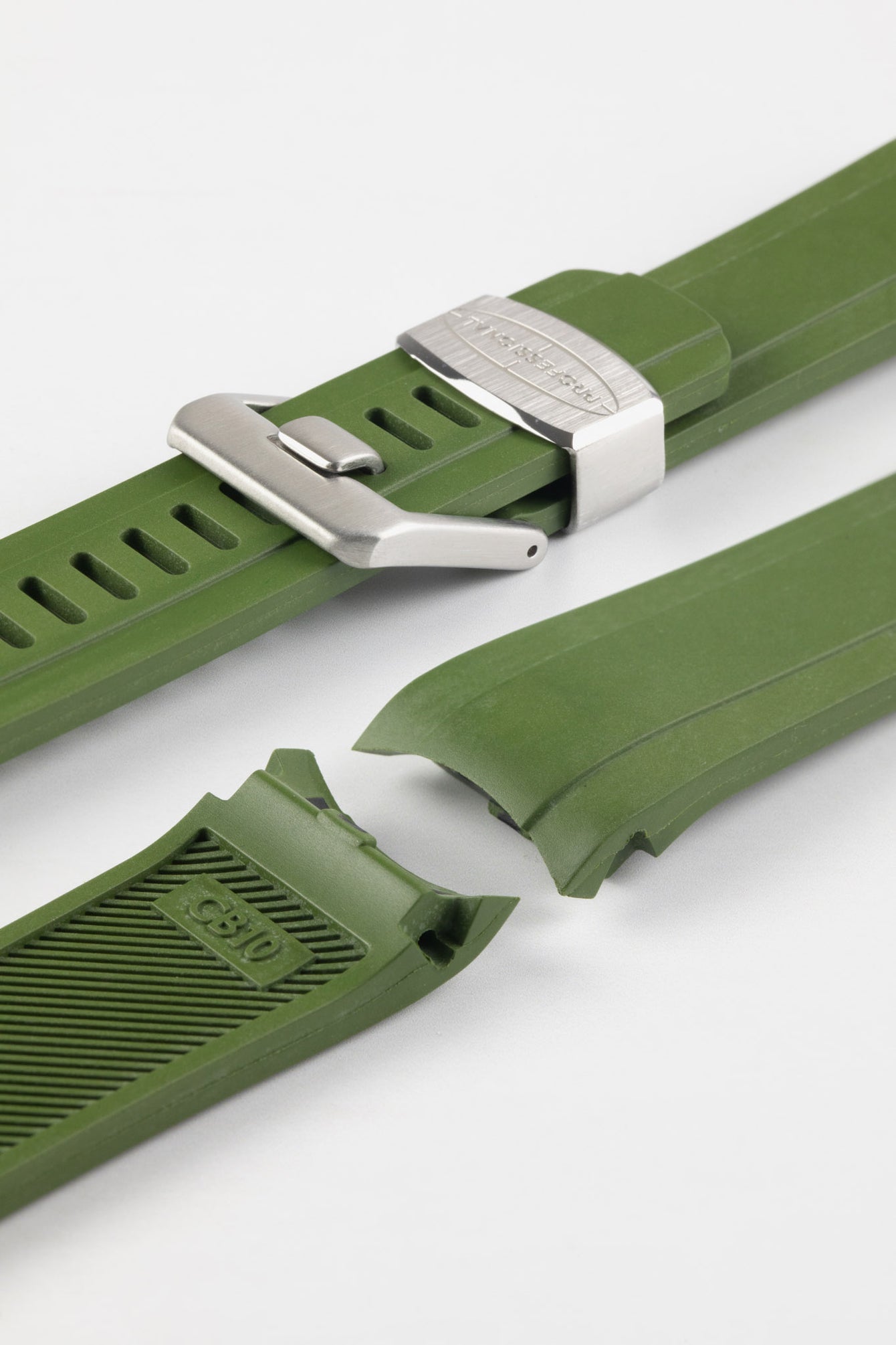 CRAFTER BLUE CB10 Rubber Watch Strap for Seiko 5 Sports Series – GREEN with Rubber & Steel Keepers