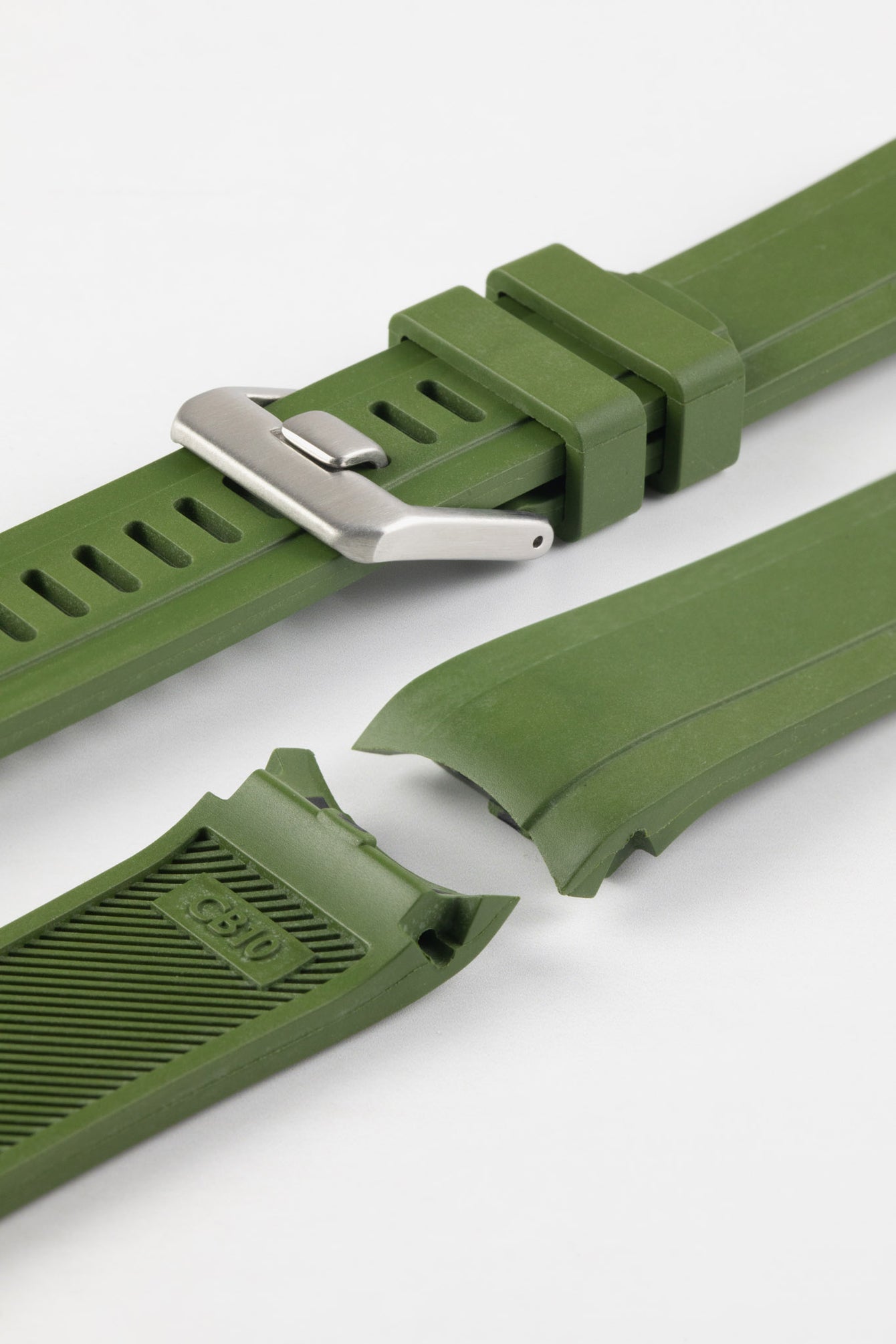 CRAFTER BLUE CB10 Rubber Watch Strap for Seiko 5 Sports Series – GREEN with Rubber & Steel Keepers