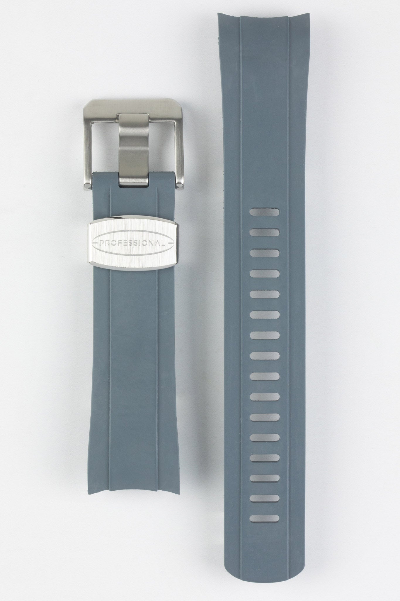 CRAFTER BLUE CB10 Rubber Watch Strap for Seiko 5 Sports Series GREY with Rubber Steel Keepers 20mm 18mm 135mm 75mm Silver