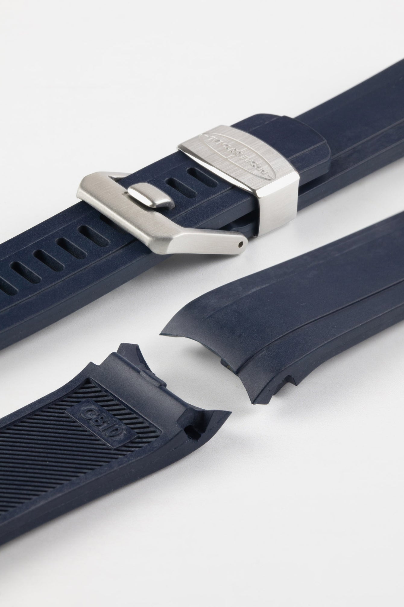 Navy blue rubber watch strap (buckle)