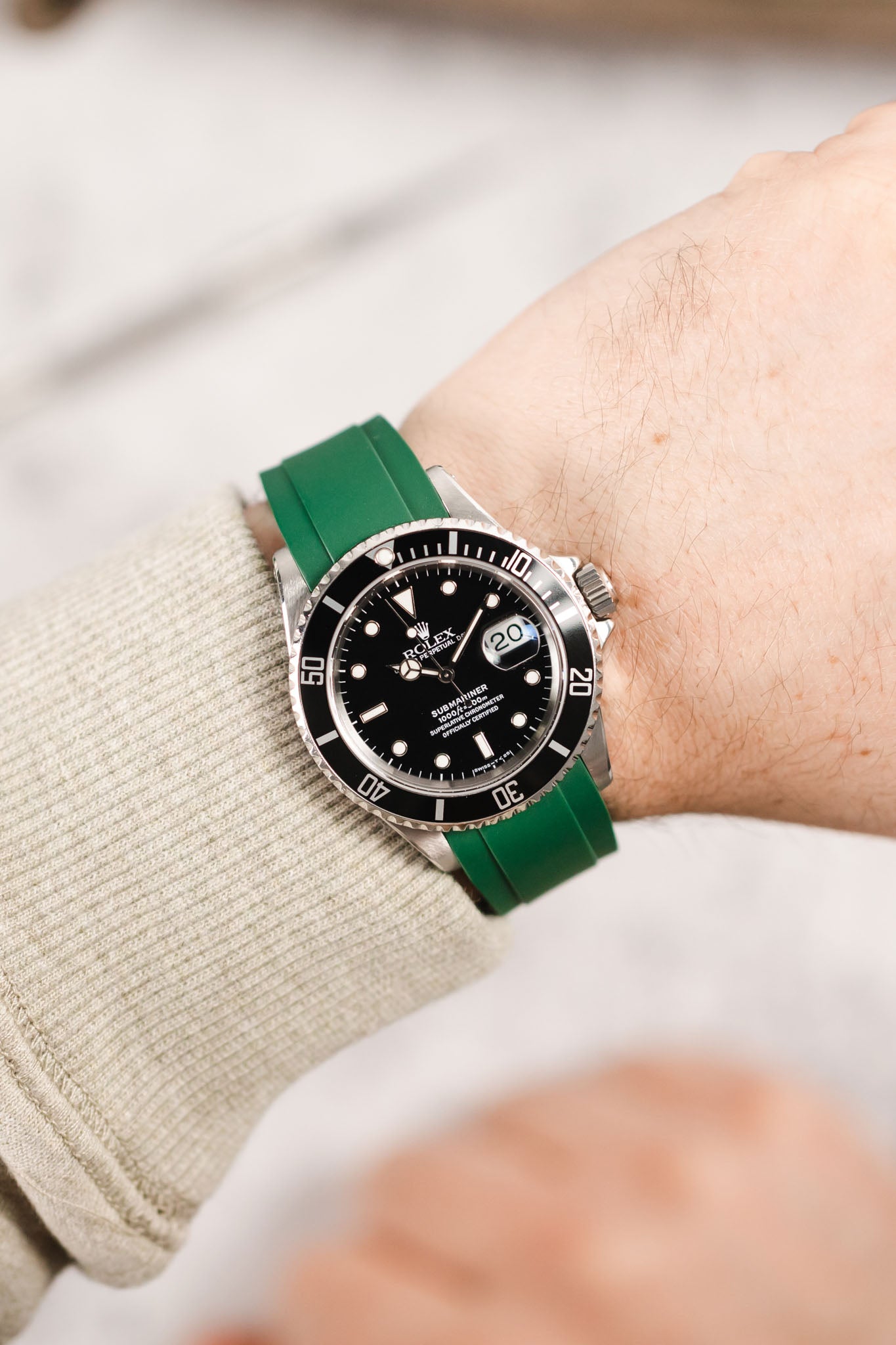 Green Rubber Strap For Rolex | Crafter Blue | Watch Obsession