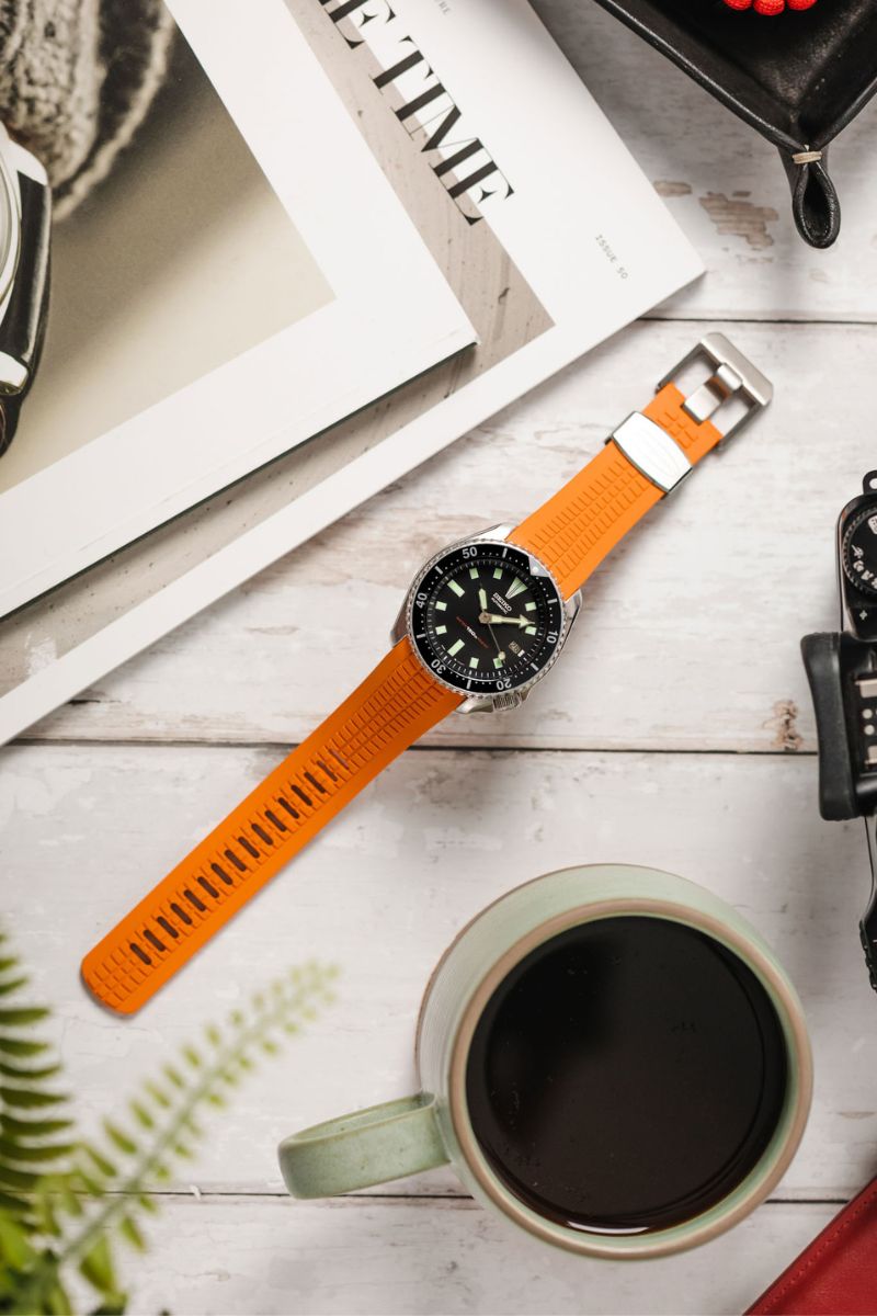 orange rubber watch strap 