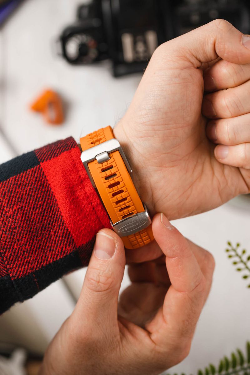 orange rubber watch strap 