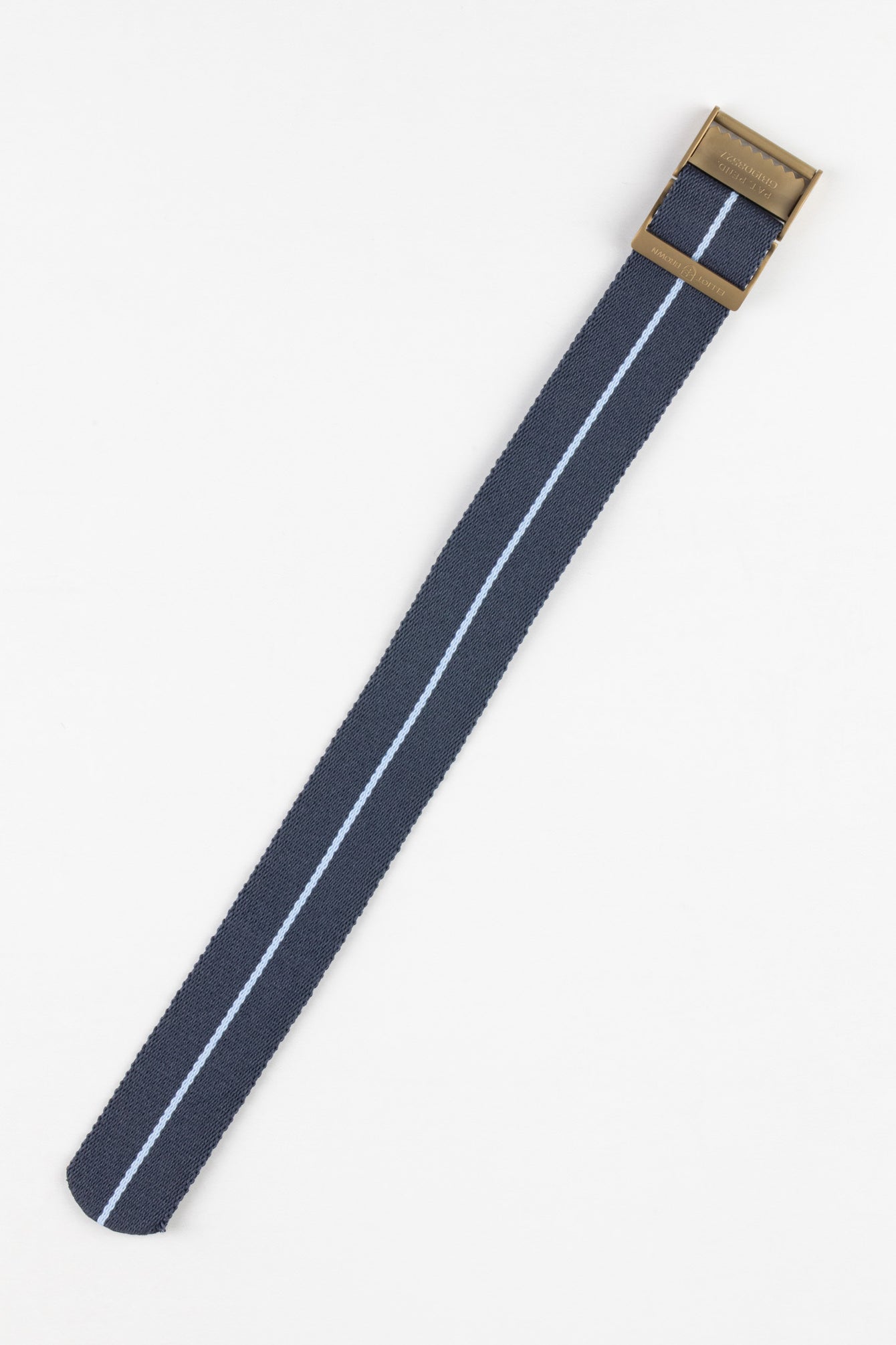 ELLIOT BROWN Webbing Watch Strap in DARK BLUE with SKY BLUE Stripe and BRONZE PVD Buckle