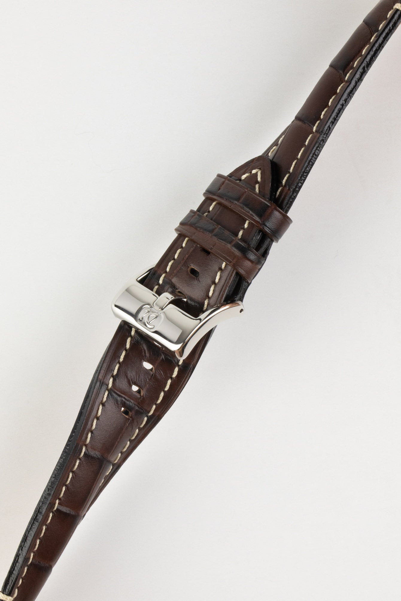 Di-Modell BALI CHRONO Alligator-Embossed Padded Watch Strap in BROWN