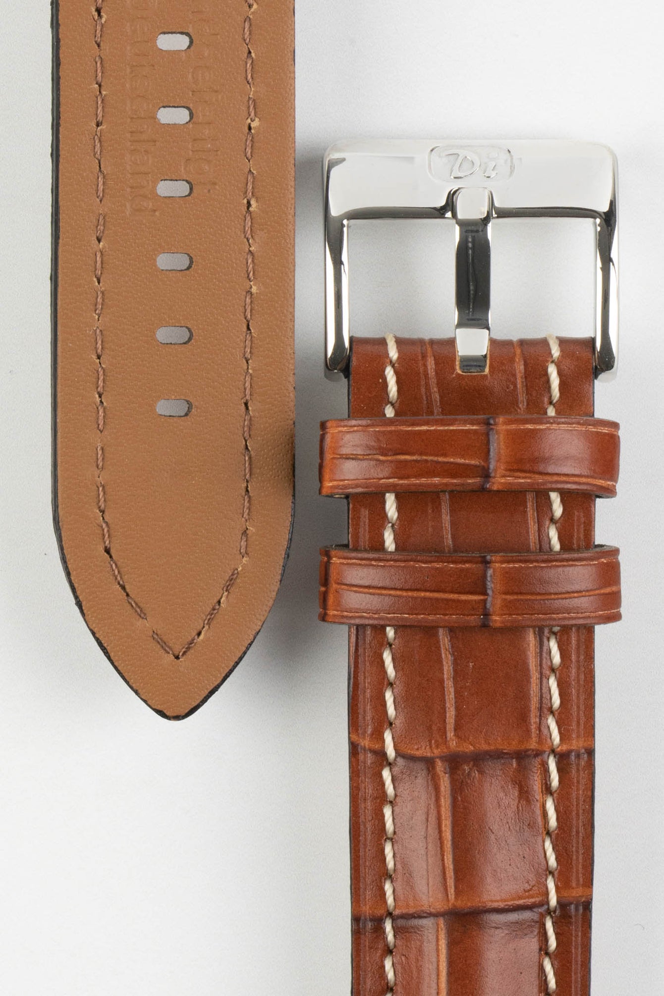 Di-Modell BALI CHRONO Alligator-Embossed Padded Watch Strap in GOLD BROWN