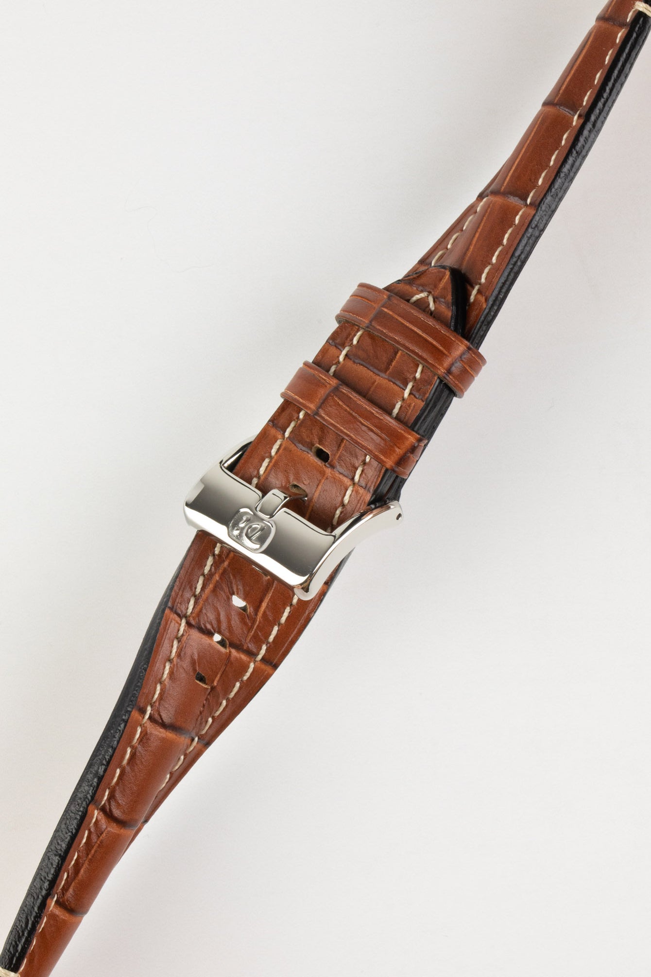 Di-Modell BALI CHRONO Alligator-Embossed Padded Watch Strap in GOLD BROWN