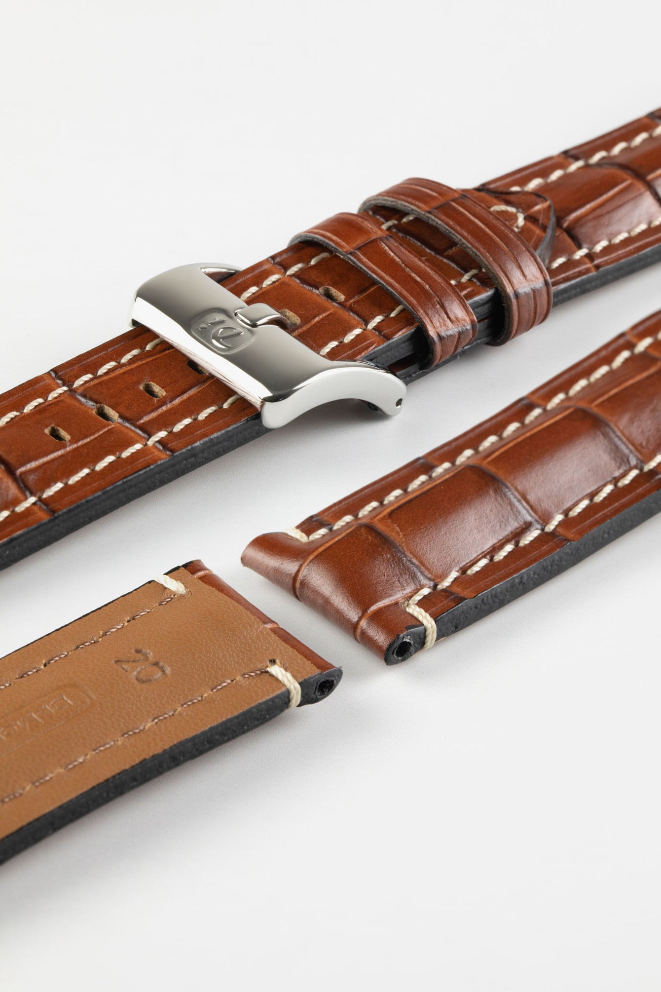 Di-Modell BALI CHRONO Alligator-Embossed Padded Watch Strap in GOLD BROWN