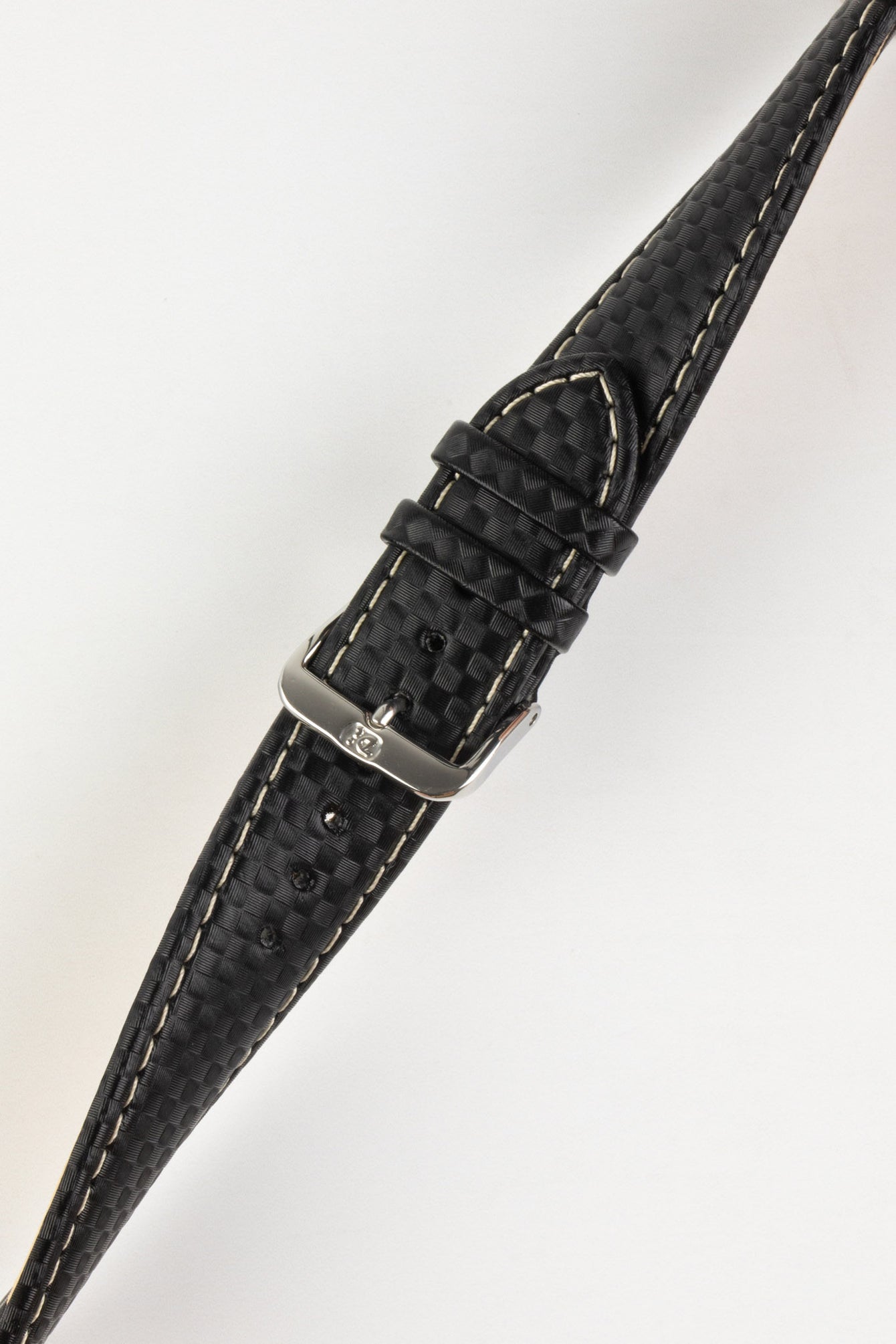 Di-Modell CARBONIO Carbon-Embossed Leather Watch Strap in BLACK