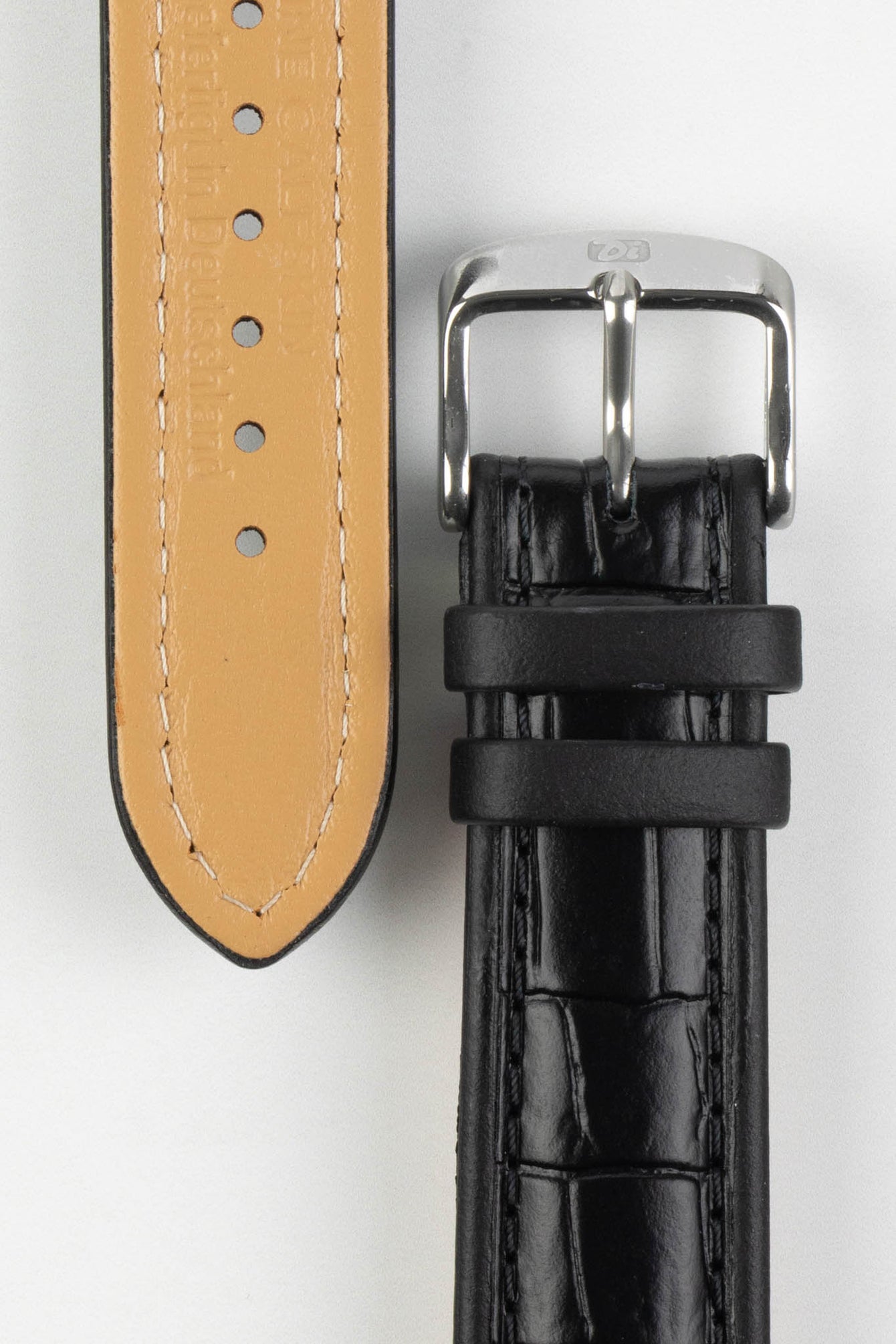 Di-Modell IMPERATOR Waterproof Alligator-Embossed Calfskin Watch Strap in BLACK