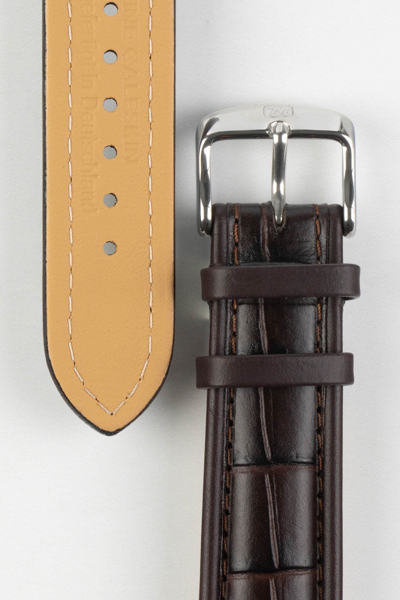 Di-Modell IMPERATOR Waterproof Alligator-Embossed Calfskin Watch Strap in BROWN